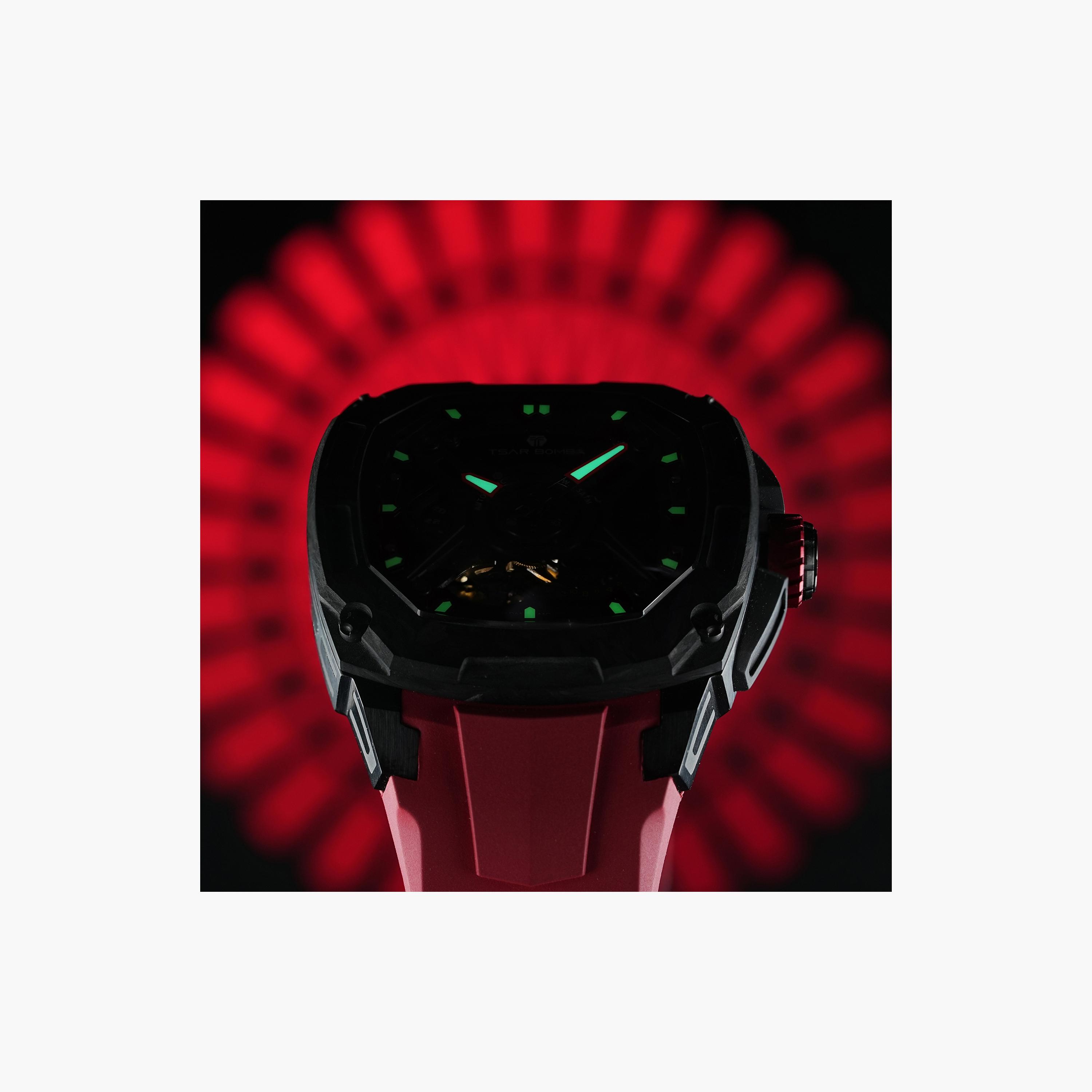 تسار بومبا - ساعة رجالية أوتوماتيكية من السيليكون - أحمر - 43 مم | TB8605A-01-men-watchesandjewellery-watches-image-5