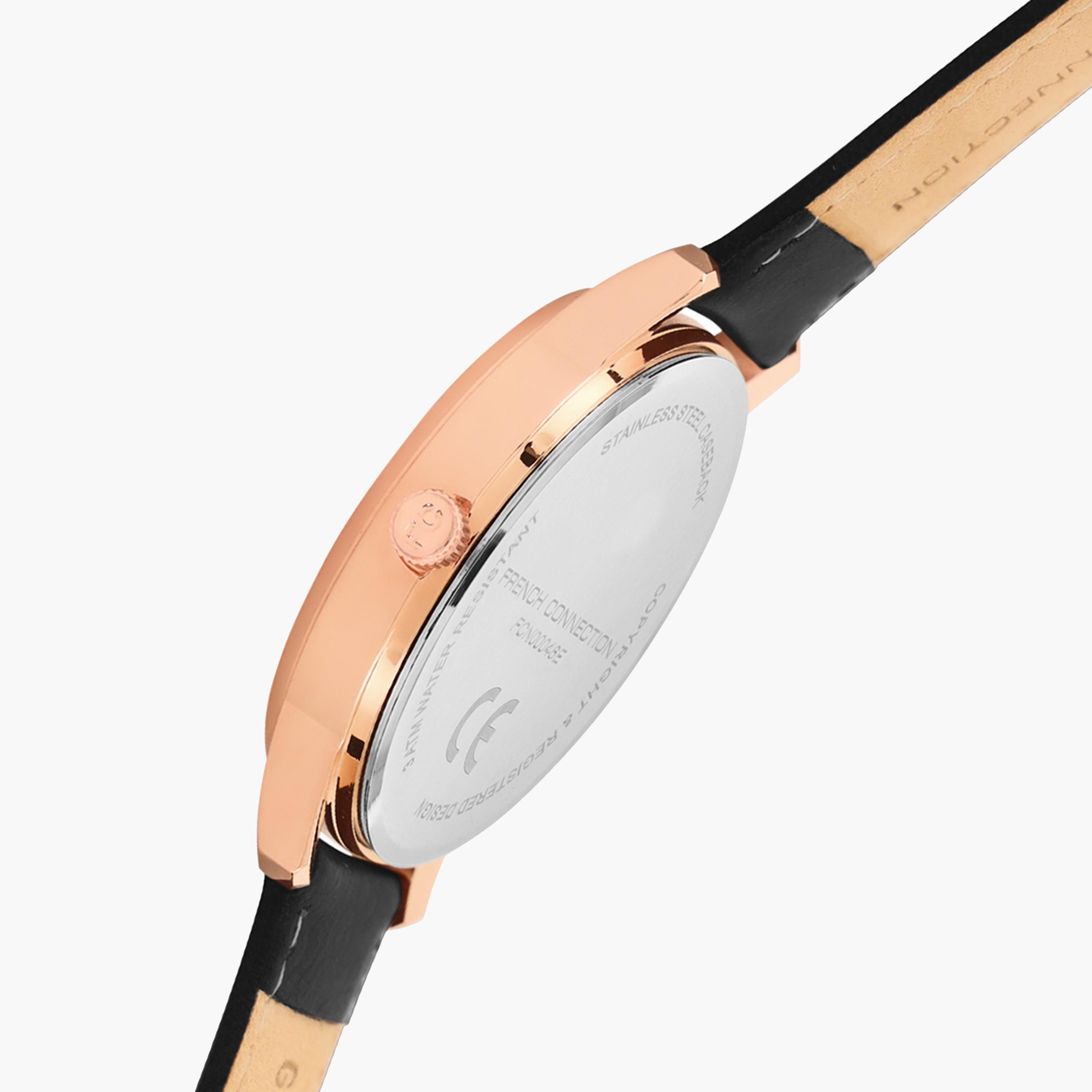 فرينش كونيكشن- ساعة رجالية تناظرية سوار جلدي لون أسود  43 مم | FCN00046E-men-watchesandjewellery-watches-image-4