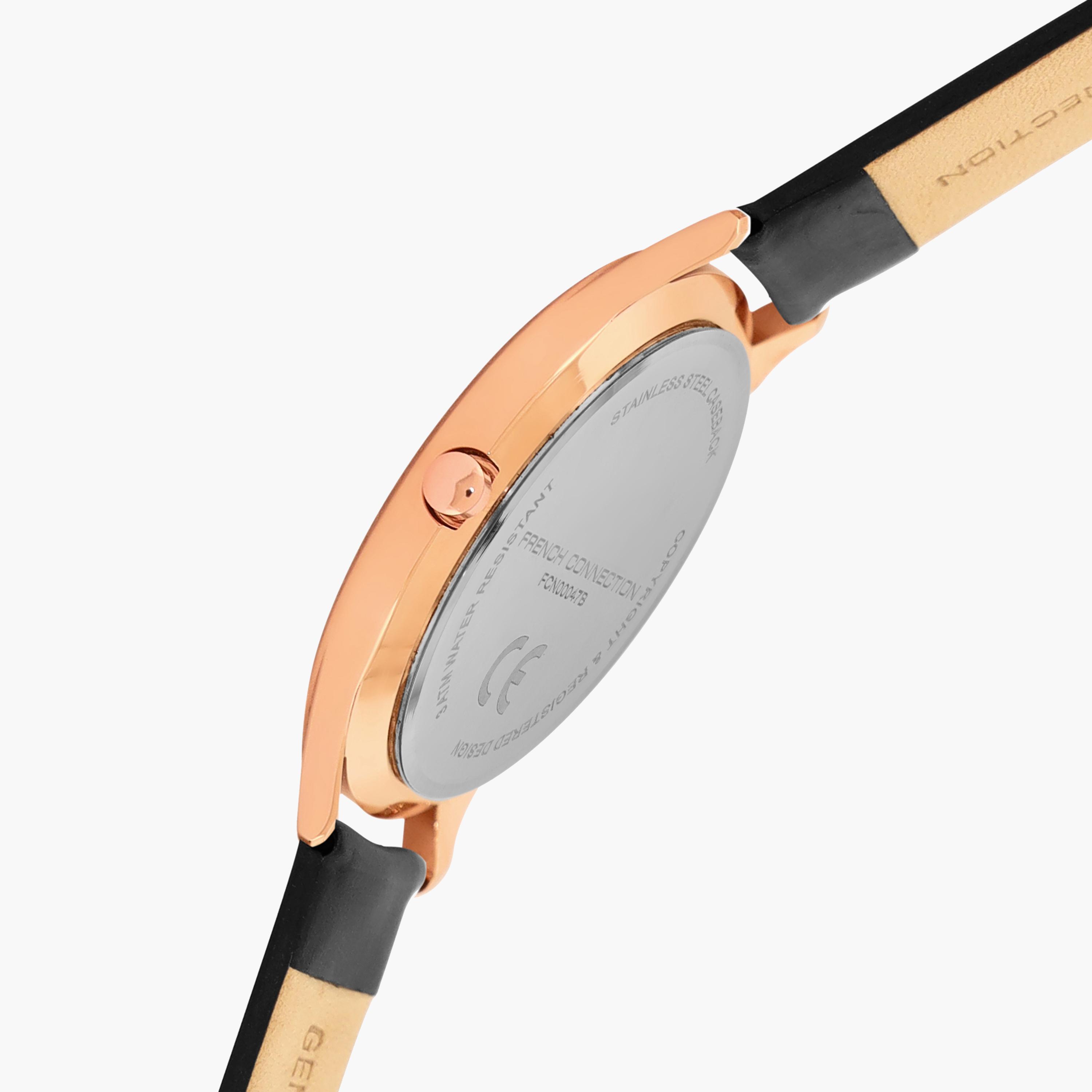 فرينش كونيكشن- ساعة رجالية تناظرية سوار جلدي لون أسود  42 مم | FCN00047B-men-watchesandjewellery-watches-image-4