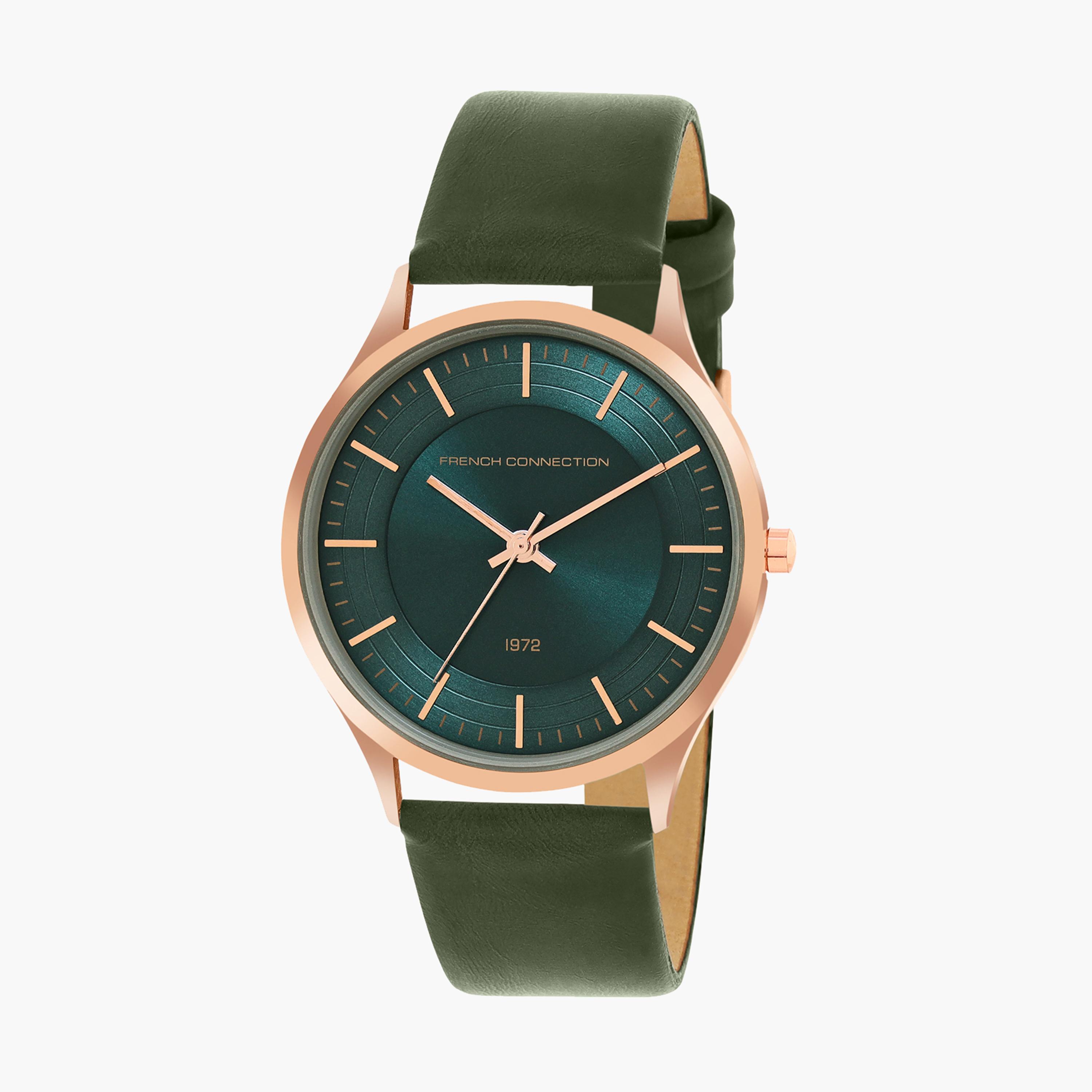 فرينش كونيكشن- ساعة رجالية تناظرية سوار جلدي لون أخضر  42 مم | FCN00047C-men-watchesandjewellery-watches-image-2