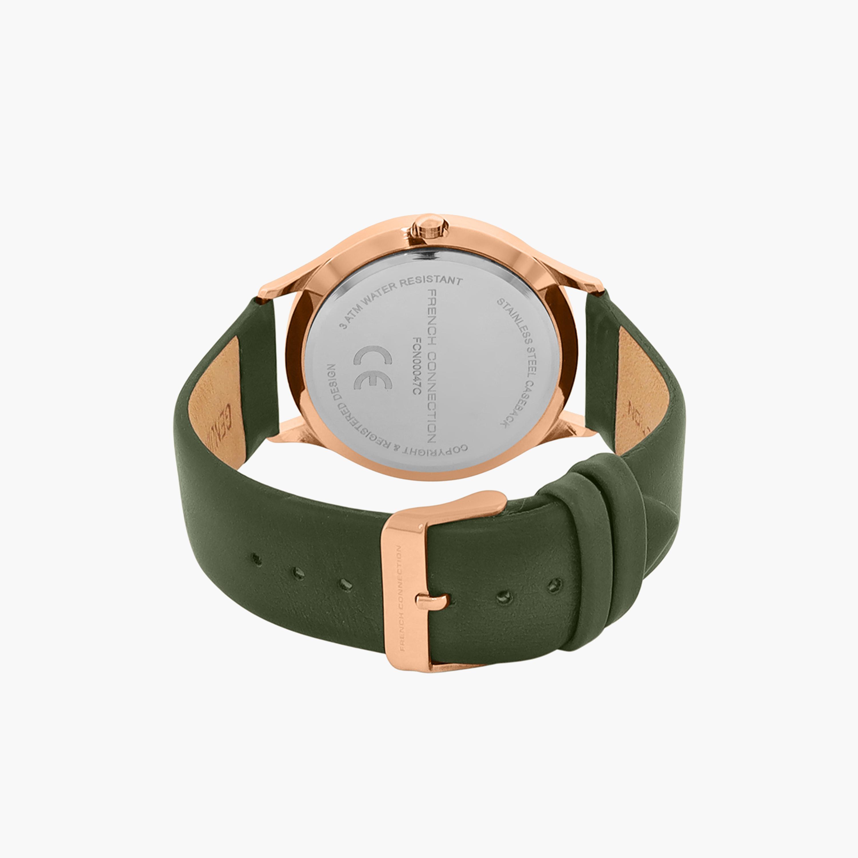 فرينش كونيكشن- ساعة رجالية تناظرية سوار جلدي لون أخضر  42 مم | FCN00047C-men-watchesandjewellery-watches-image-3