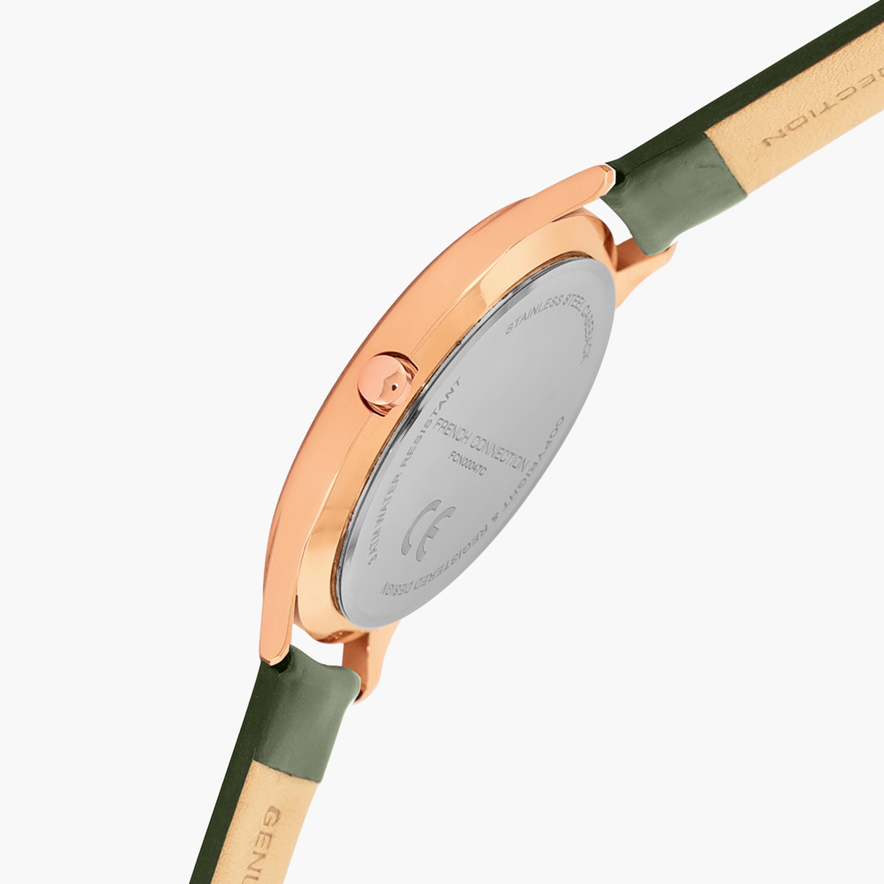 فرينش كونيكشن- ساعة رجالية تناظرية سوار جلدي لون أخضر  42 مم | FCN00047C-men-watchesandjewellery-watches-image-4