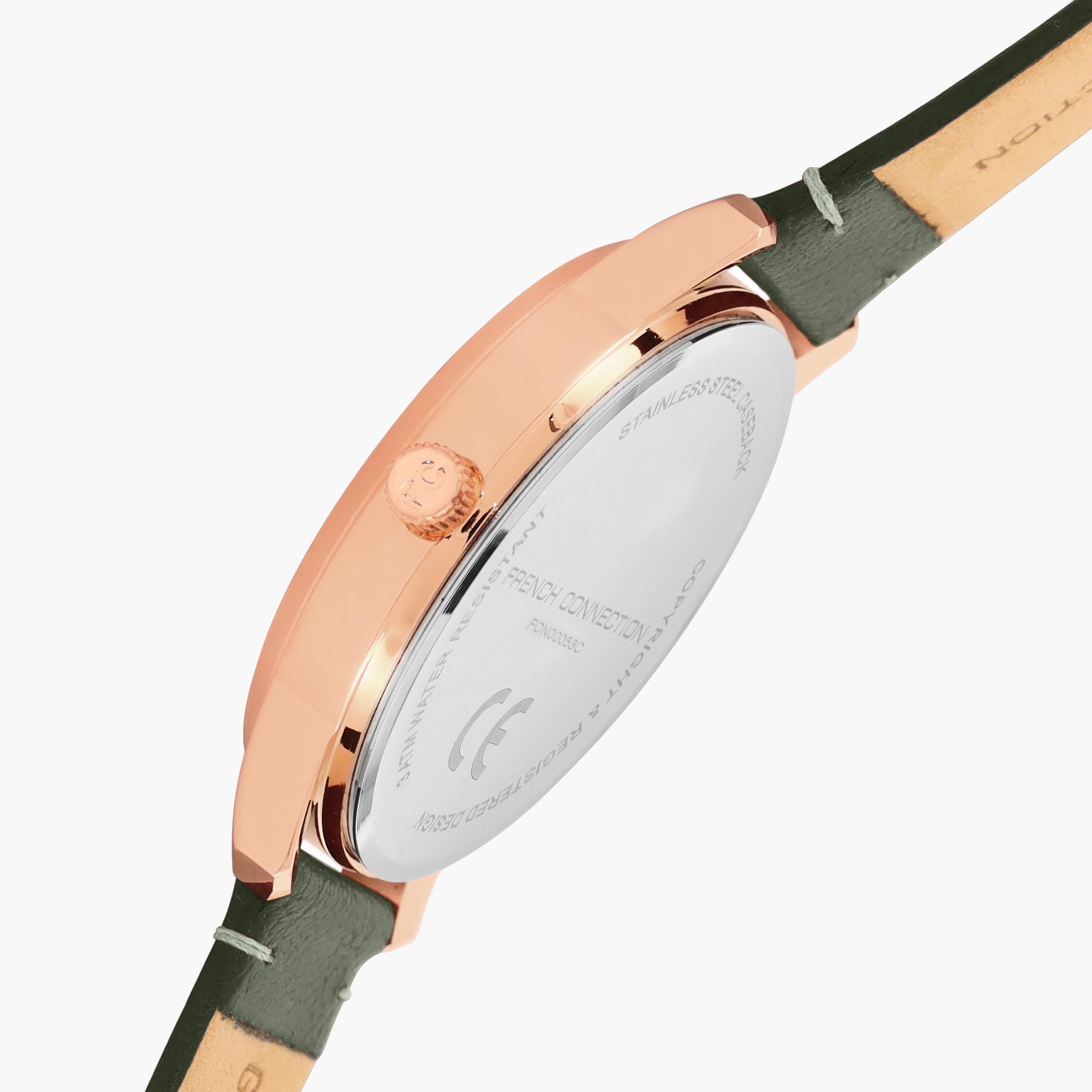 فرينش كونيكشن- ساعة رجالية تناظرية سوار جلدي لون أخضر  43 مم | FCN00053C-men-watchesandjewellery-watches-image-4
