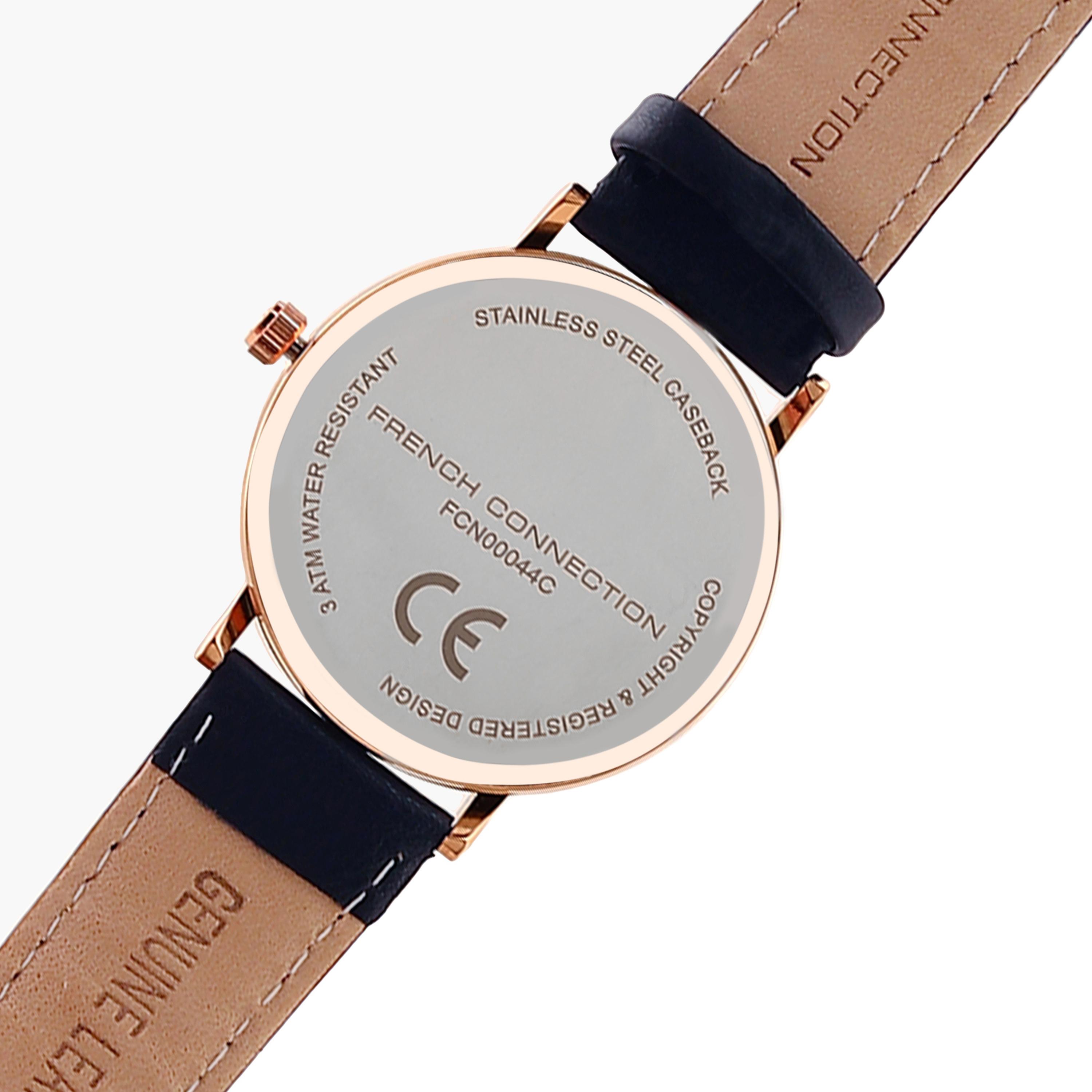 فرينش كونيكشن- ساعة رجالية تناظرية سوار جلدي لون أسود  42 مم | FCN00044C-men-watchesandjewellery-watches-image-4