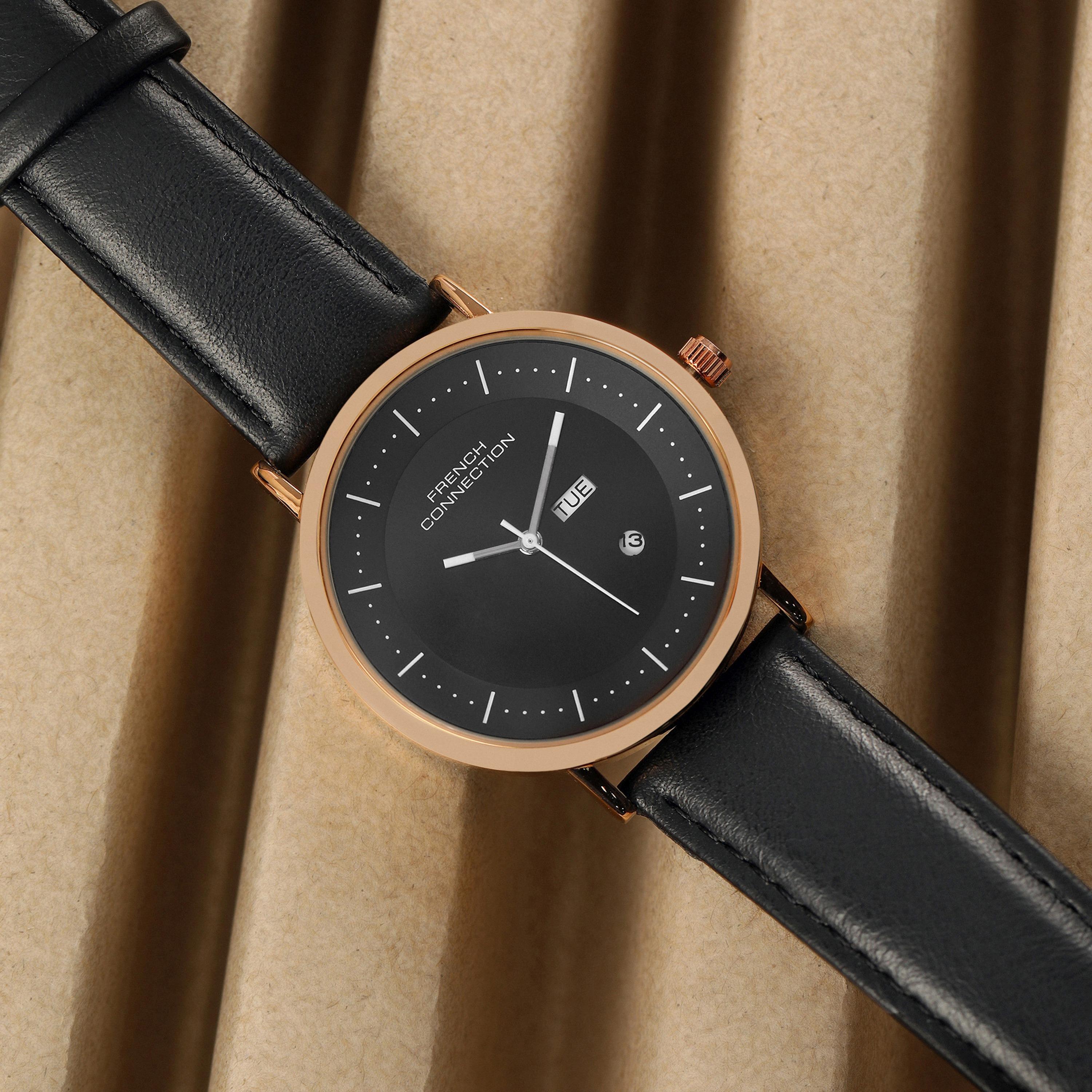 فرينش كونيكشن- ساعة رجالية تناظرية سوار جلدي لون أسود  42 مم | FCN00044C-men-watchesandjewellery-watches-image-7