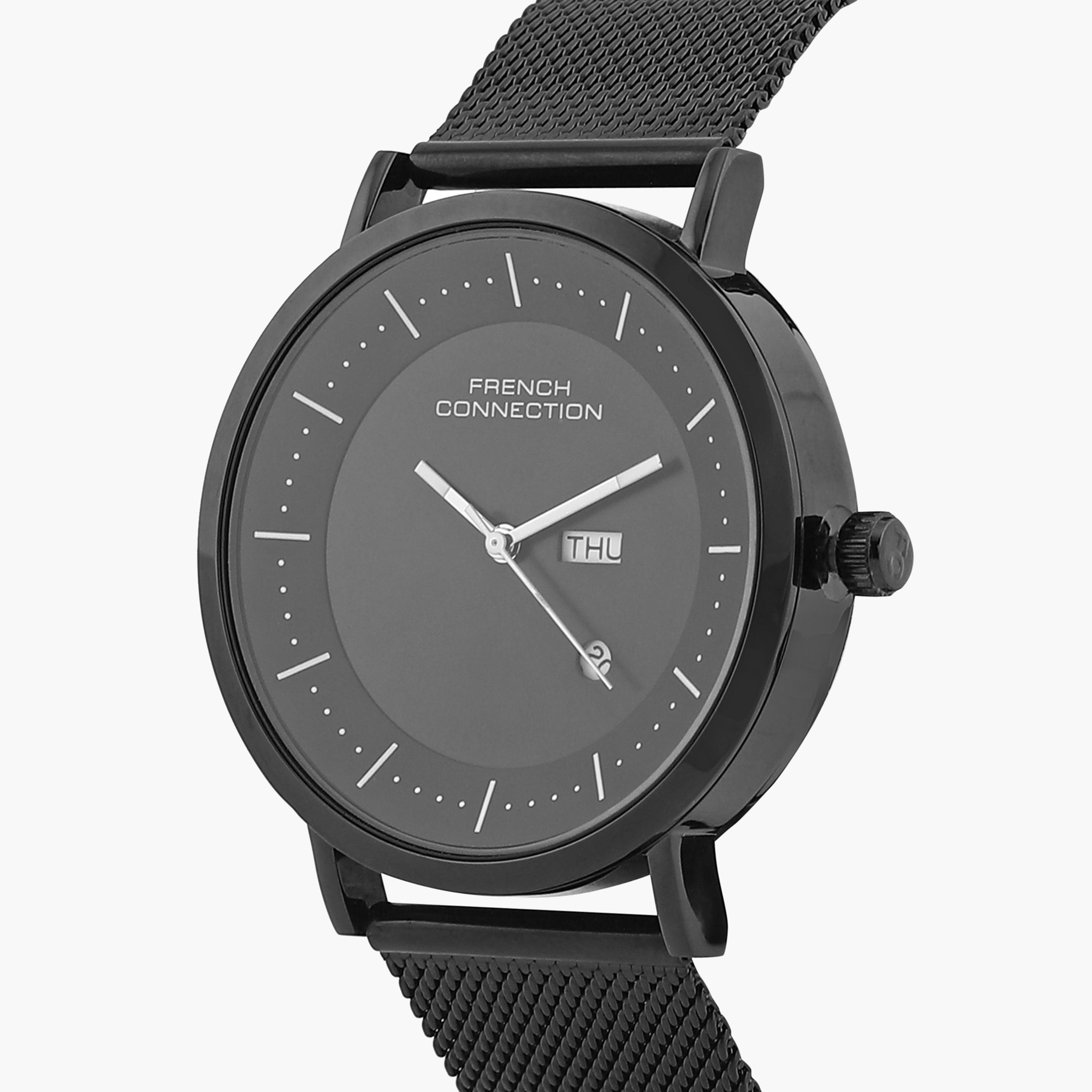 فرينش كونيكشن- ساعة رجالية تناظرية سوار ستانلس ستيل لون أسود  42 مم | FCN00044E-men-watchesandjewellery-watches-image-2