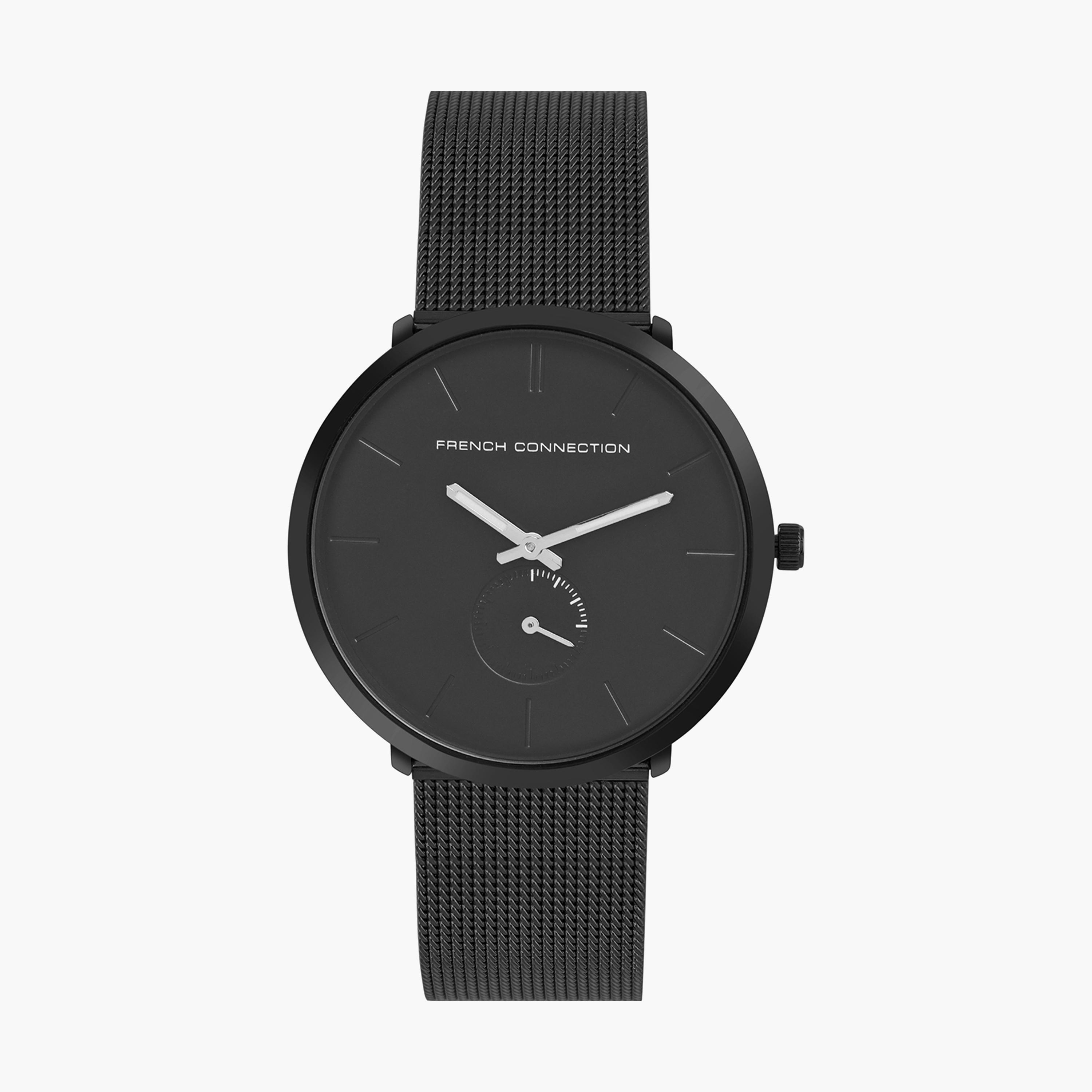 فرينش كونيكشن- ساعة رجالية تناظرية سوار ستانلس ستيل لون أسود  41 مم | FCB01BM-men-watchesandjewellery-watches-image-1
