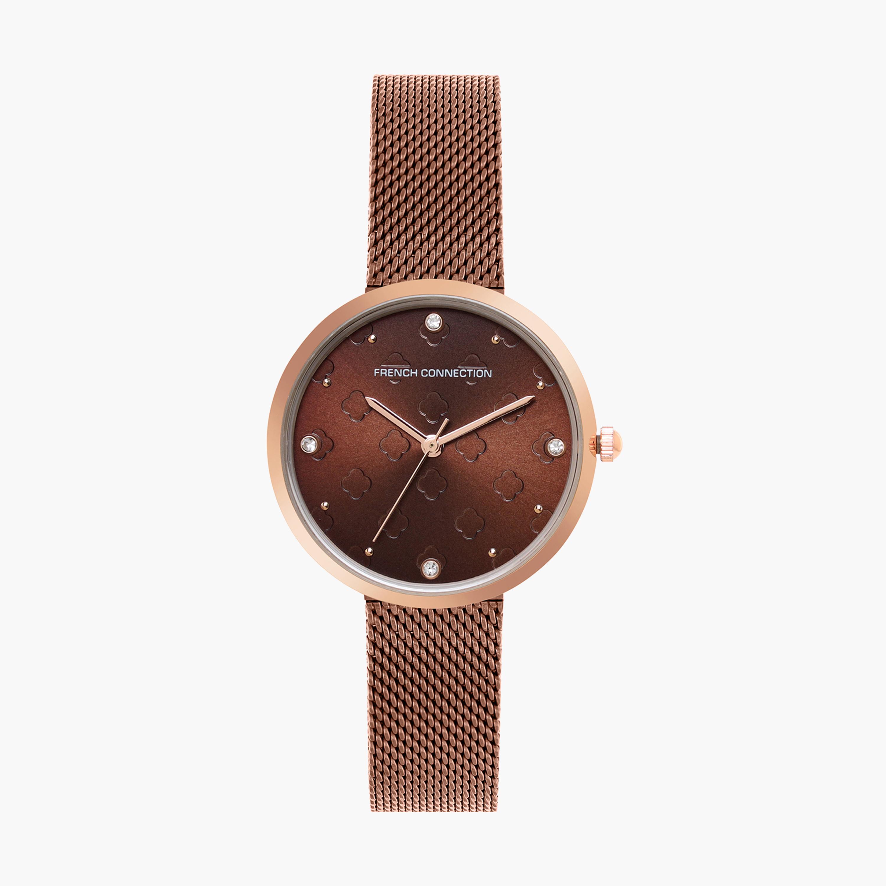فرينش كونيكشن- ساعة نسائية تناظرية سوار معدني لون بني  30 مم Brown | FCN00040D-women-watchesandjewellery-watches-image-1