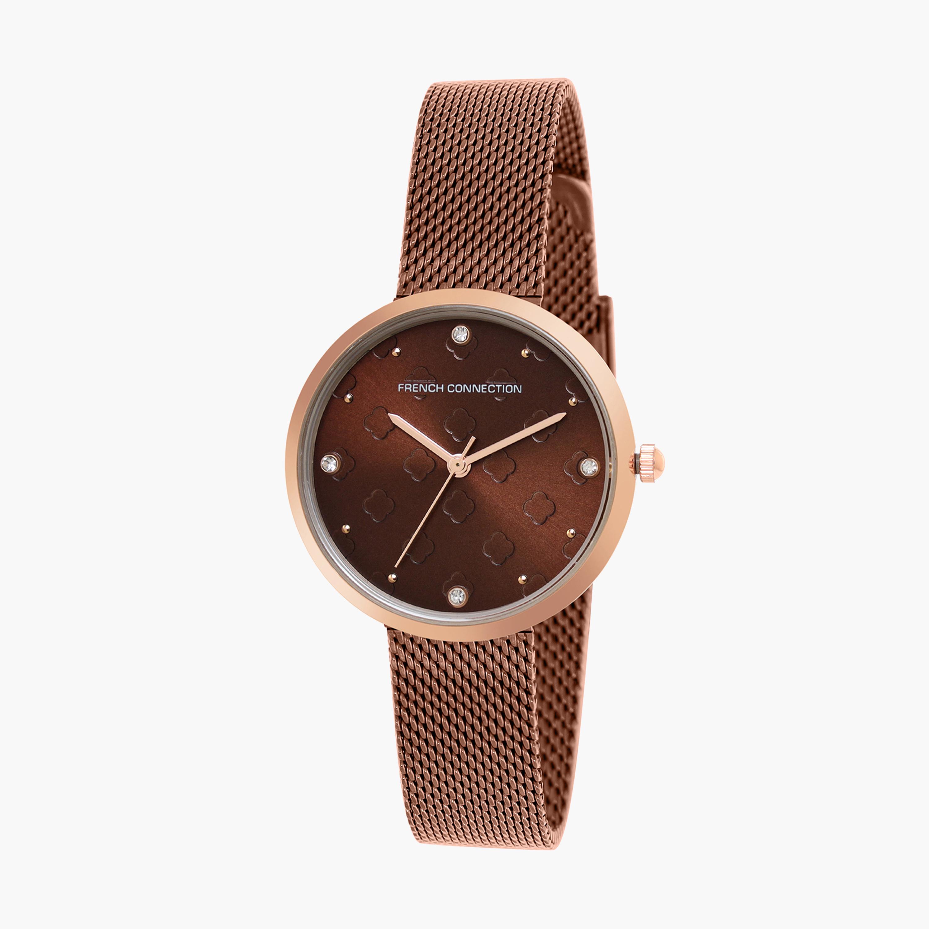 فرينش كونيكشن- ساعة نسائية تناظرية سوار معدني لون بني  30 مم Brown | FCN00040D-women-watchesandjewellery-watches-image-2