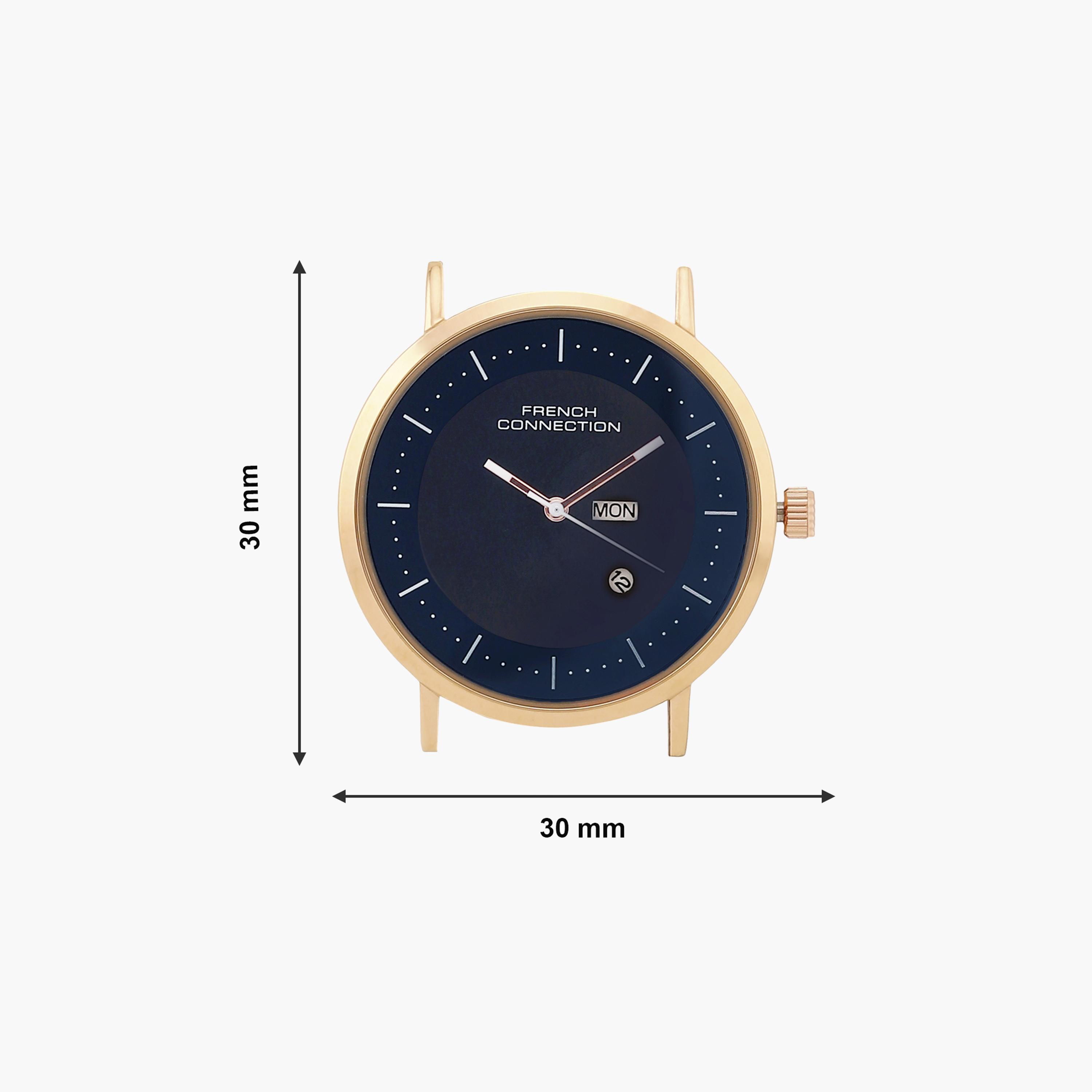 فرينش كونيكشن- ساعة رجالية تناظرية سوار جلدي لون أزرق  42 مم | FCN00044B-men-watchesandjewellery-watches-image-6