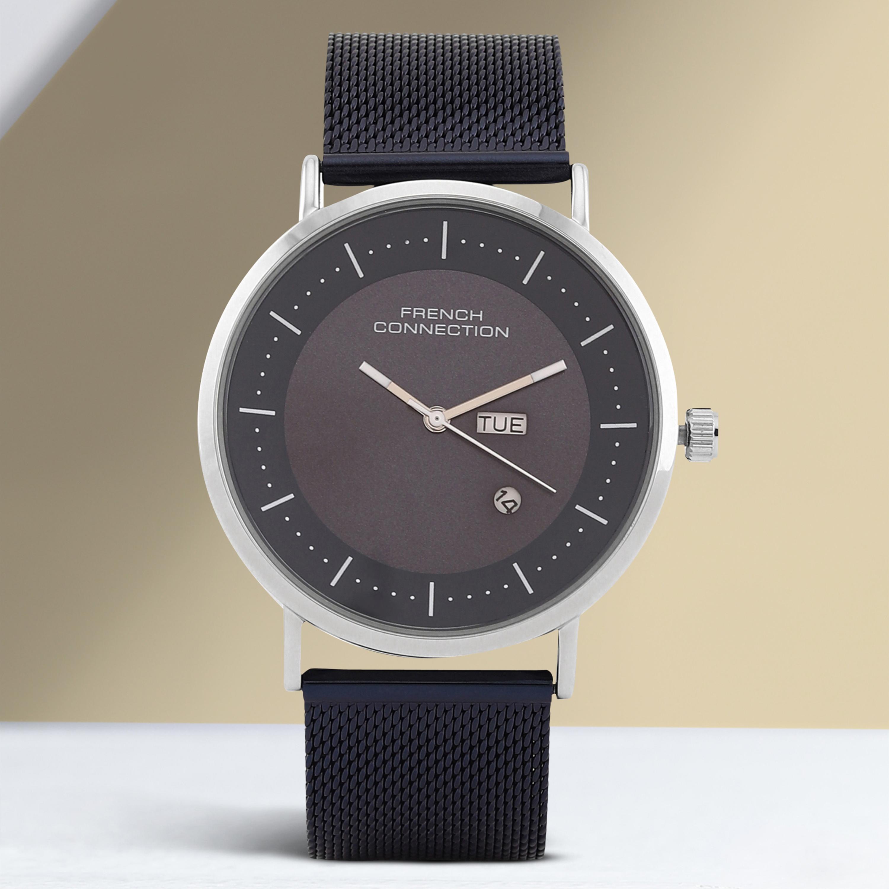 فرينش كونيكشن- ساعة رجالية تناظرية سوار ستانلس ستيل لون أسود  42 مم | FCN00044F-men-watchesandjewellery-watches-image-1