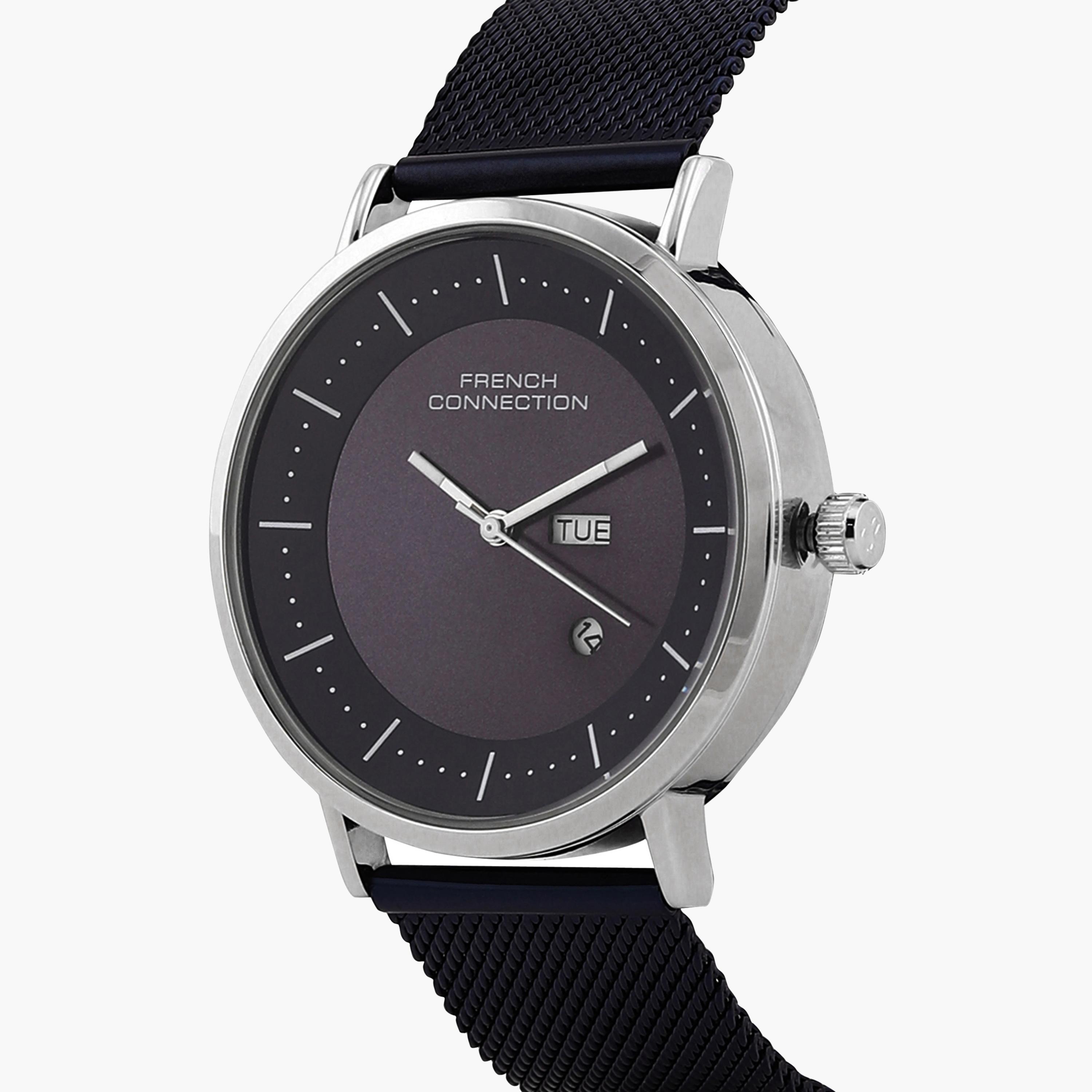 فرينش كونيكشن- ساعة رجالية تناظرية سوار ستانلس ستيل لون أسود  42 مم | FCN00044F-men-watchesandjewellery-watches-image-4