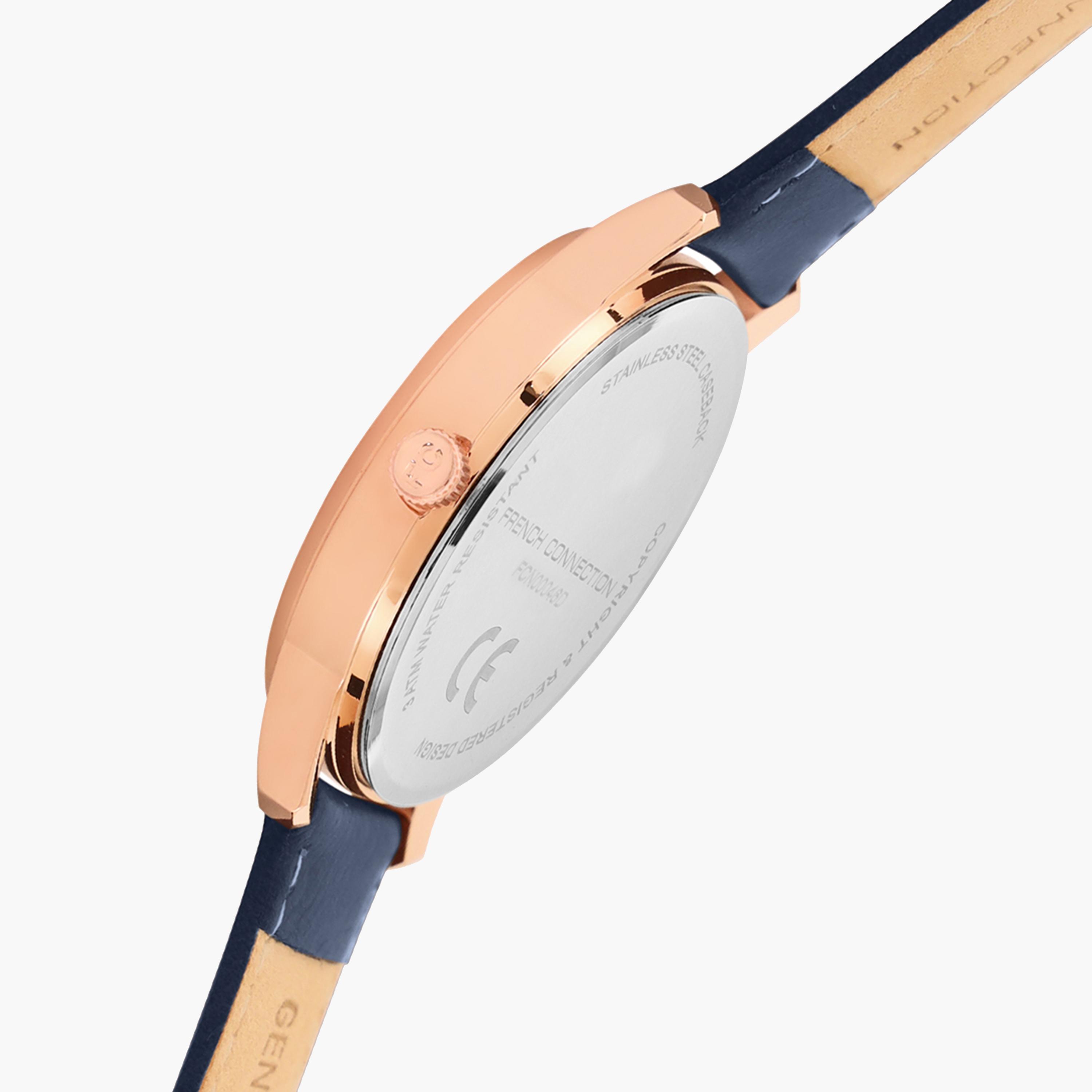 فرينش كونيكشن- ساعة رجالية تناظرية سوار جلدي لون أزرق  43 مم | FCN00046D-men-watchesandjewellery-watches-image-4