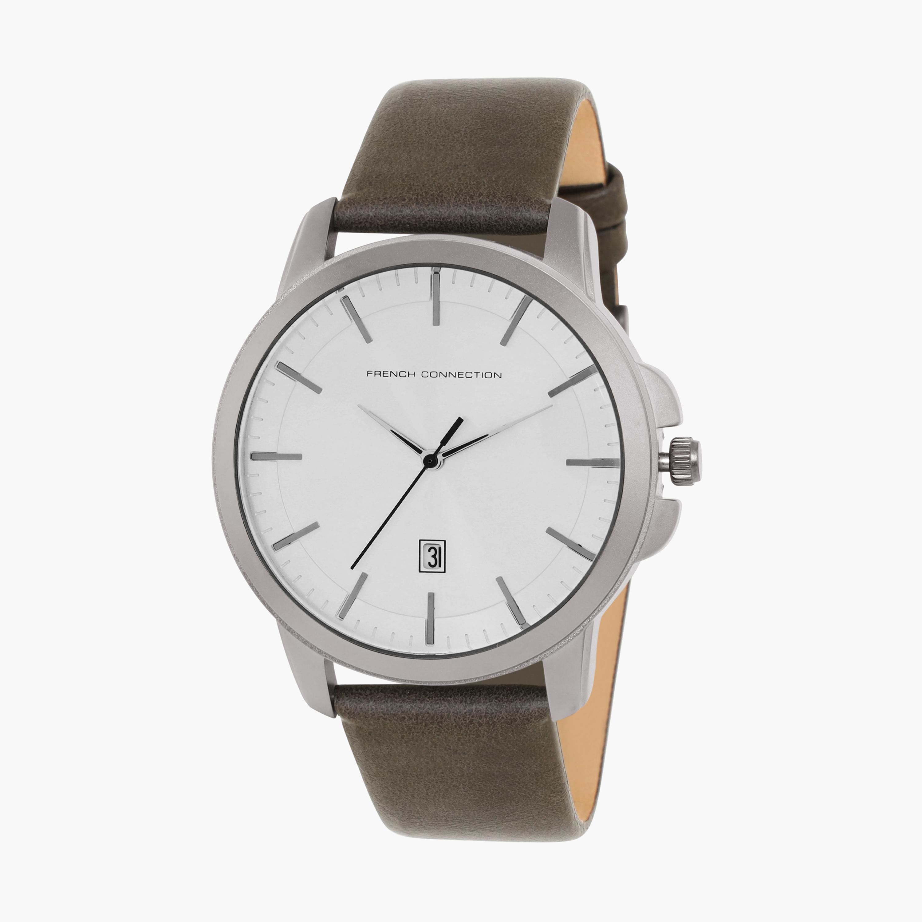 فرينش كونيكشن- ساعة رجالية تناظرية سوار جلدي لون بني  44 مم Brown | FCN00058C-men-watchesandjewellery-watches-image-2