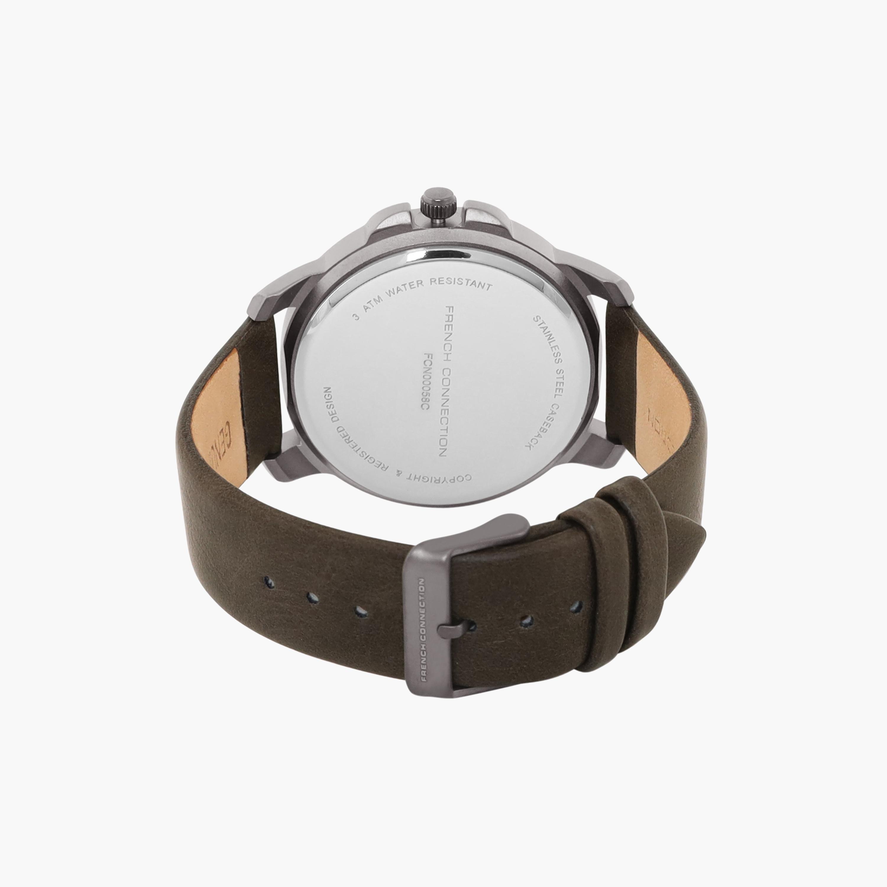 فرينش كونيكشن- ساعة رجالية تناظرية سوار جلدي لون بني  44 مم Brown | FCN00058C-men-watchesandjewellery-watches-image-3