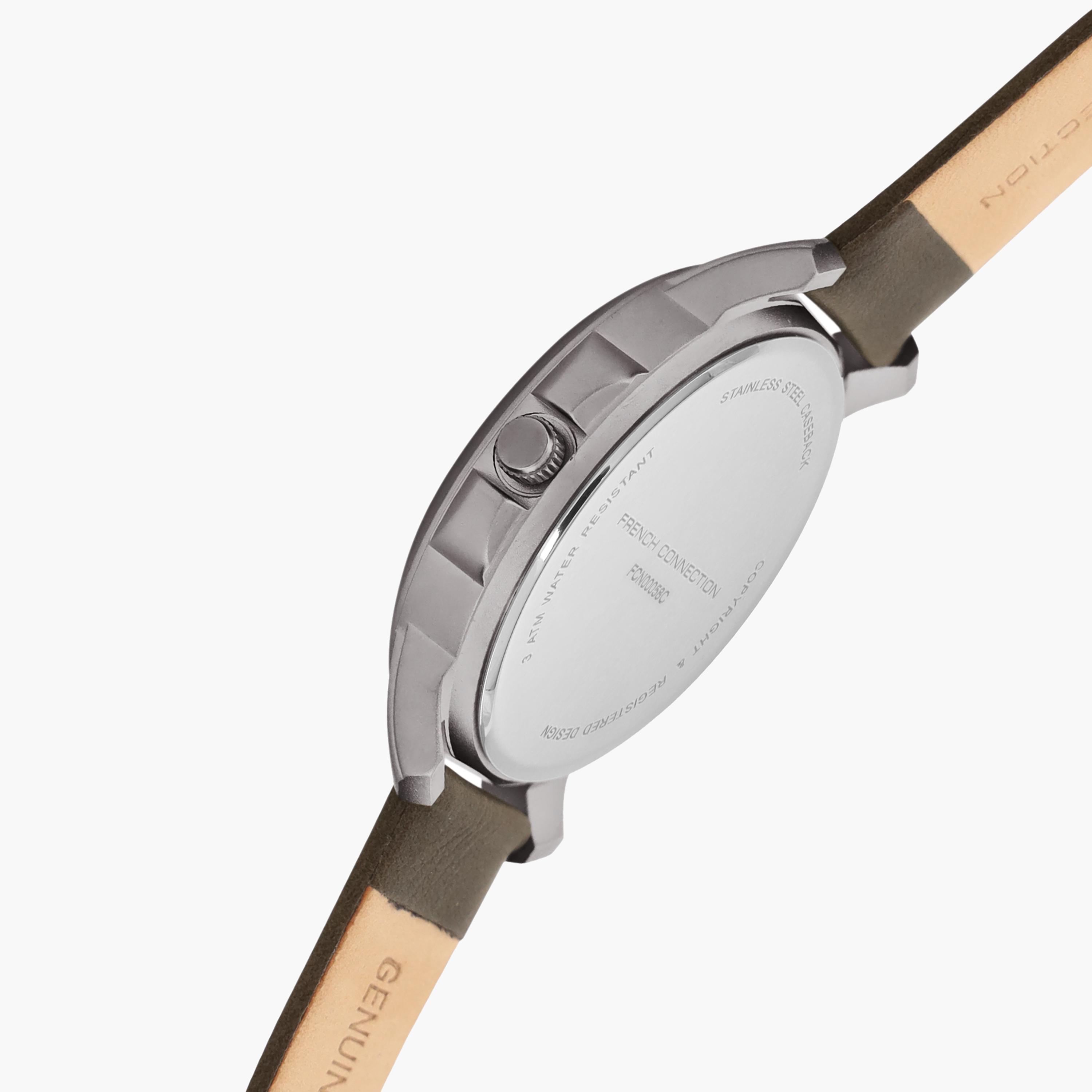 فرينش كونيكشن- ساعة رجالية تناظرية سوار جلدي لون بني  44 مم Brown | FCN00058C-men-watchesandjewellery-watches-image-4
