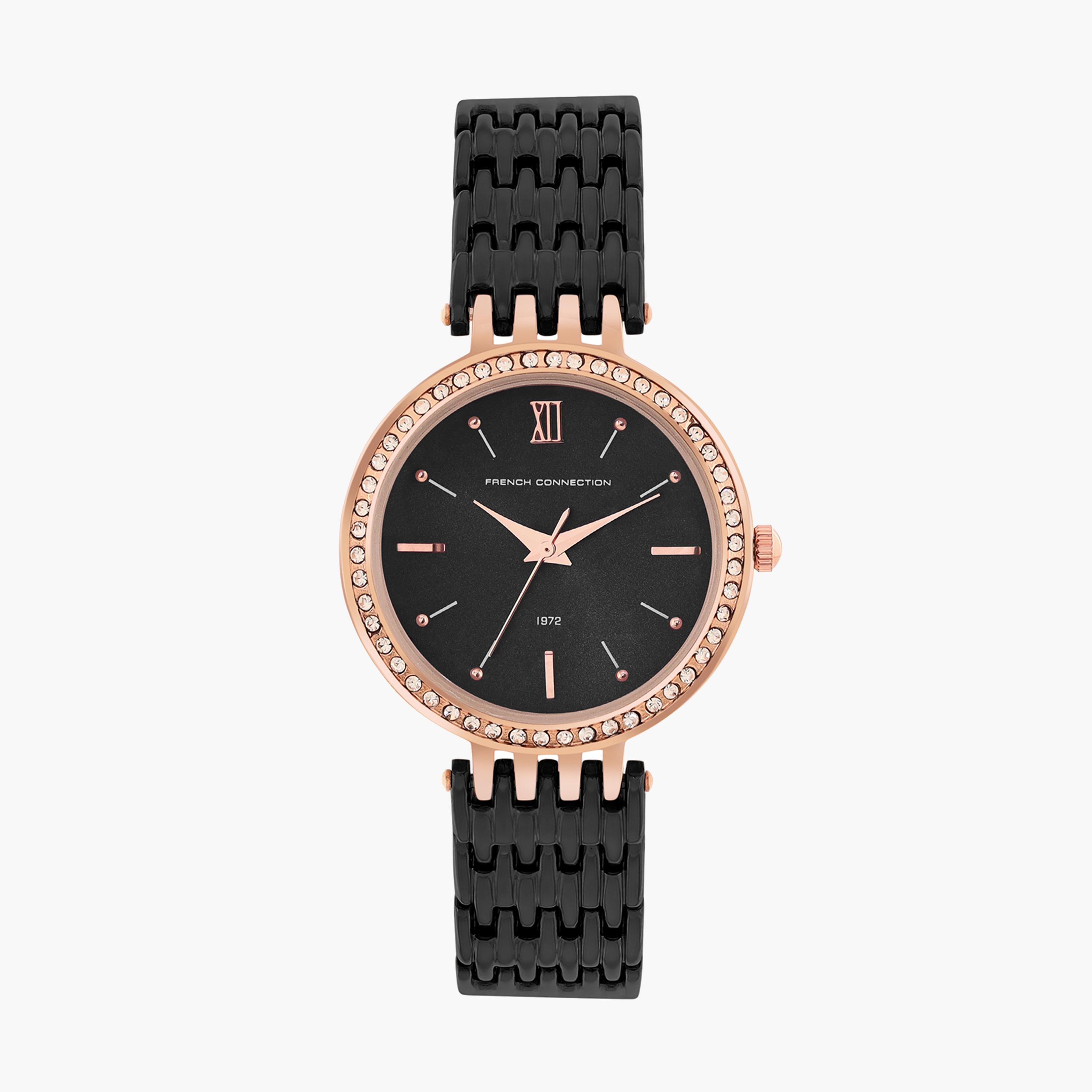 فرينش كونيكشن- ساعة نسائية تناظرية سوار ستانلس ستيل لون أسود  34 مم | FCN00063B-women-watchesandjewellery-watches-image-1