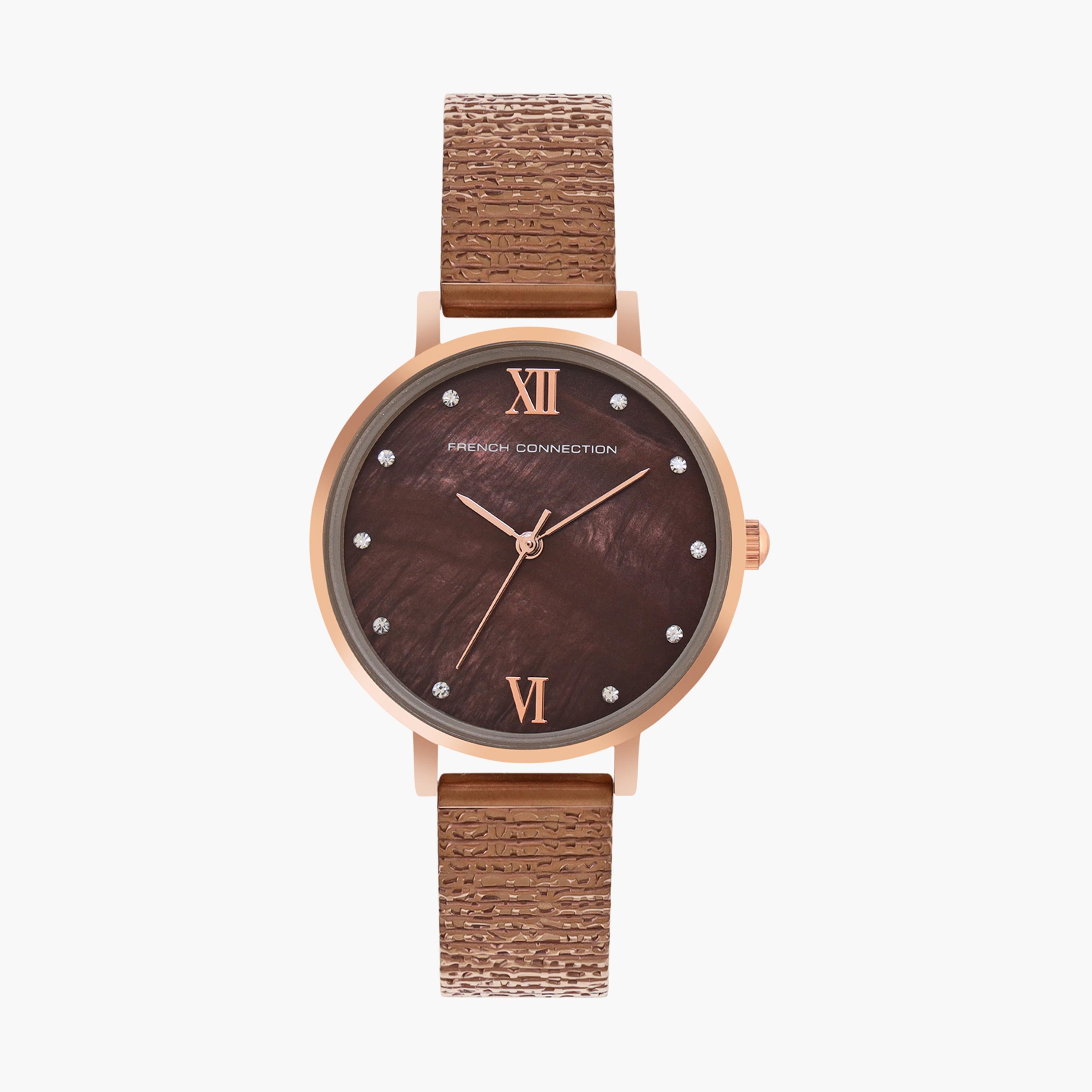 فرينش كونيكشن- ساعة نسائية تناظرية سوار ستانلس ستيل لون بني  34 مم Brown | FCN00065G-women-watchesandjewellery-watches-image-1