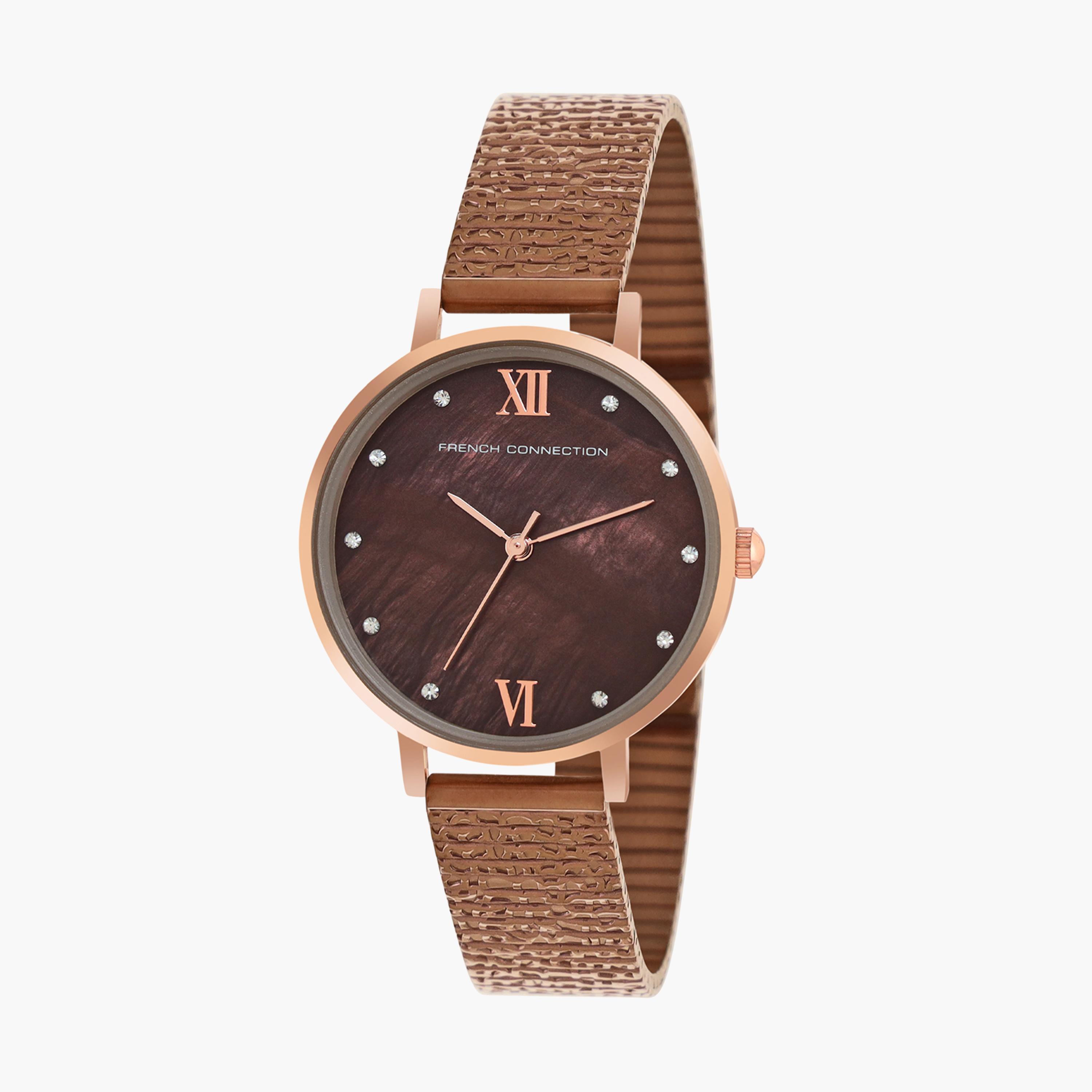 فرينش كونيكشن- ساعة نسائية تناظرية سوار ستانلس ستيل لون بني  34 مم Brown | FCN00065G-women-watchesandjewellery-watches-image-2