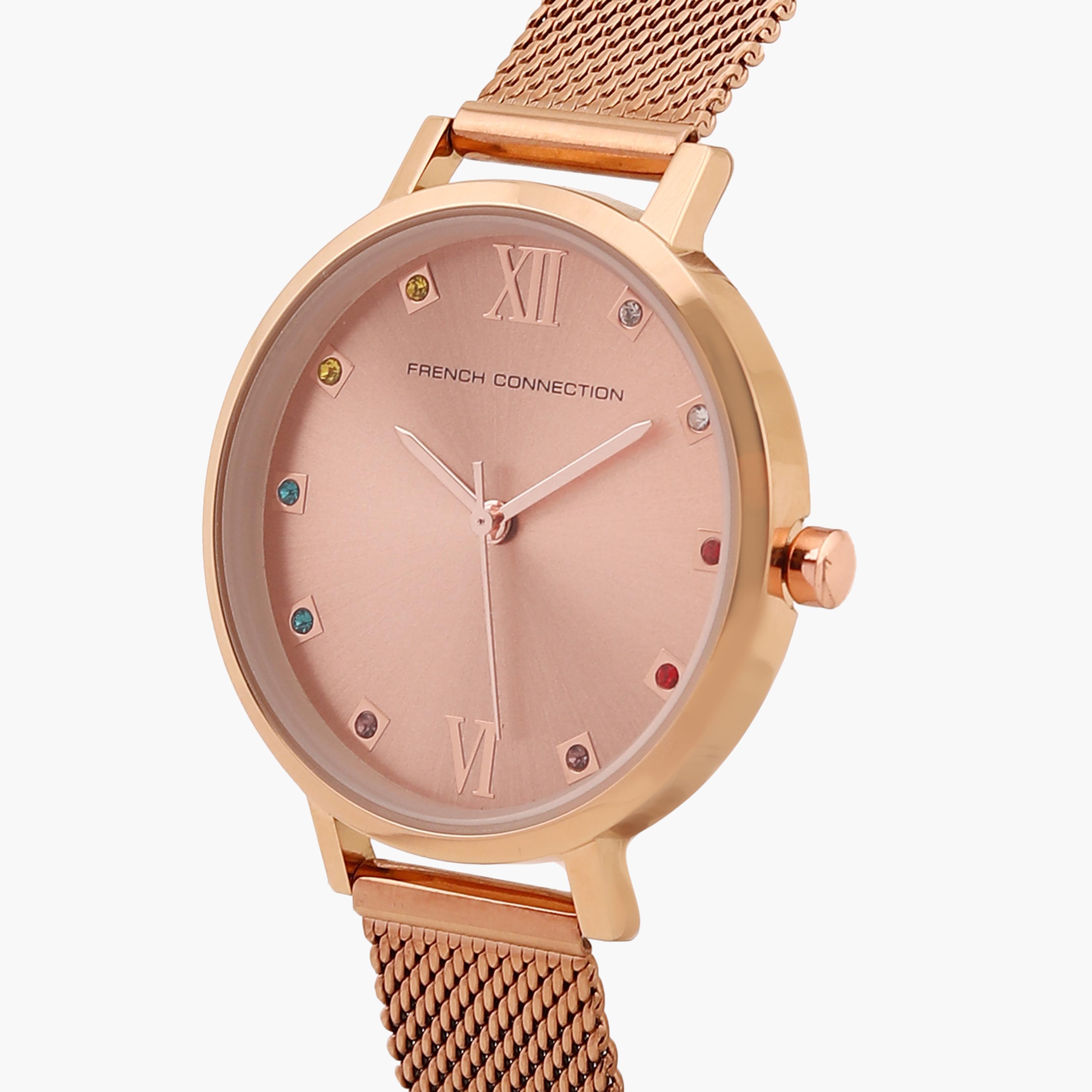 فرينش كونيكشن- ساعة نسائية تناظرية سوار ستانلس ستيل لون ذهبي  34 مم | FCN00068J-women-watchesandjewellery-watches-image-2