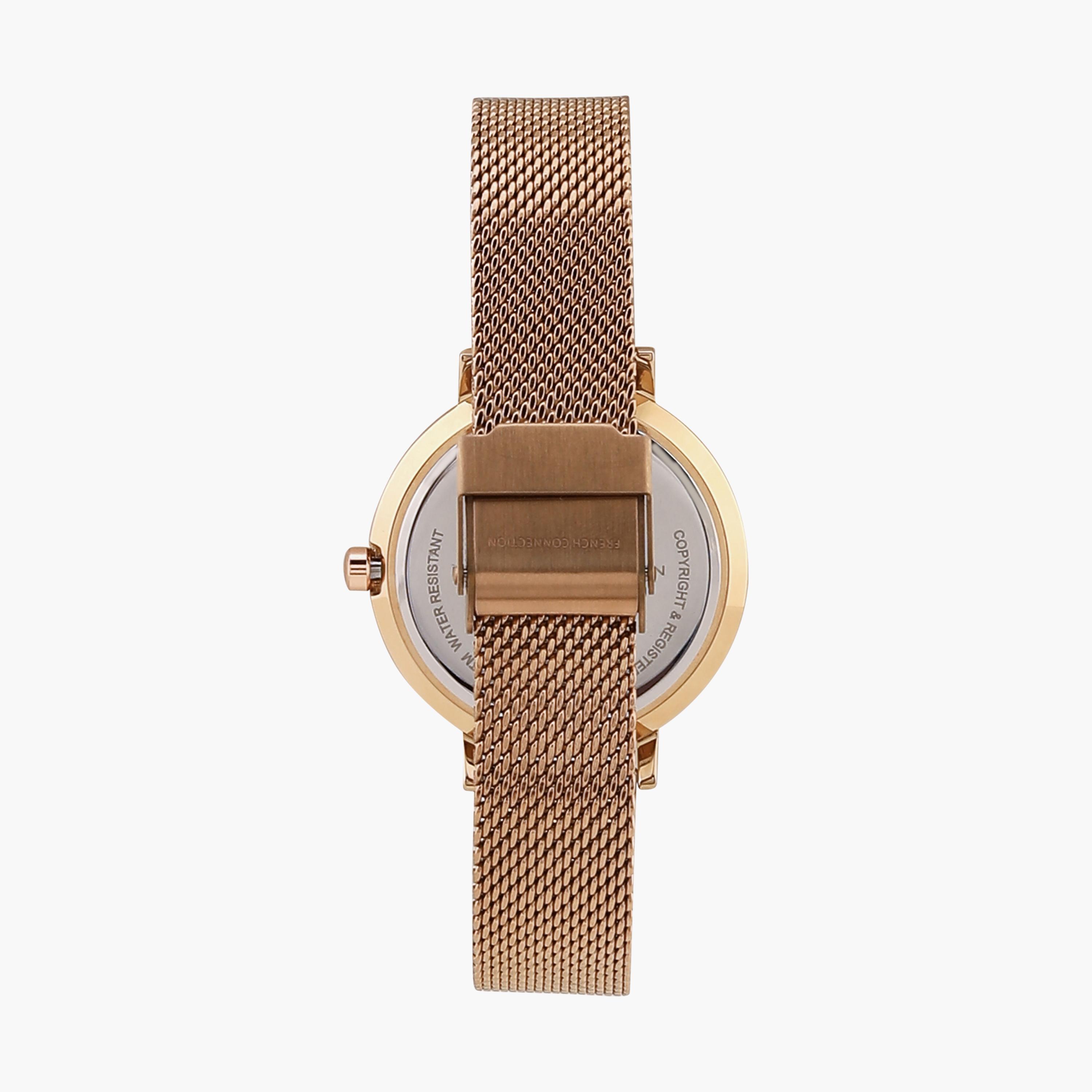فرينش كونيكشن- ساعة نسائية تناظرية سوار ستانلس ستيل لون ذهبي  34 مم | FCN00068J-women-watchesandjewellery-watches-image-4