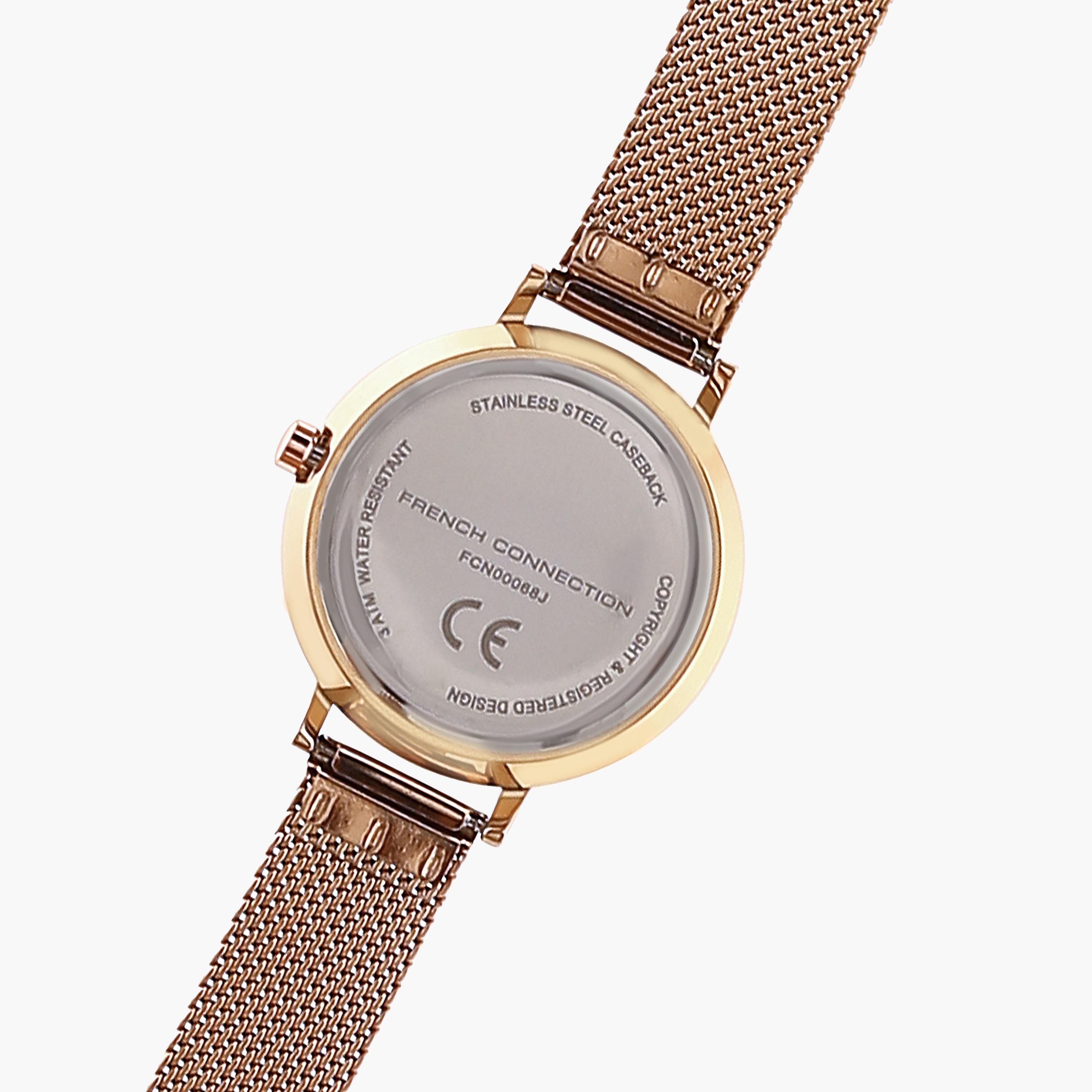 فرينش كونيكشن- ساعة نسائية تناظرية سوار ستانلس ستيل لون ذهبي  34 مم | FCN00068J-women-watchesandjewellery-watches-image-5