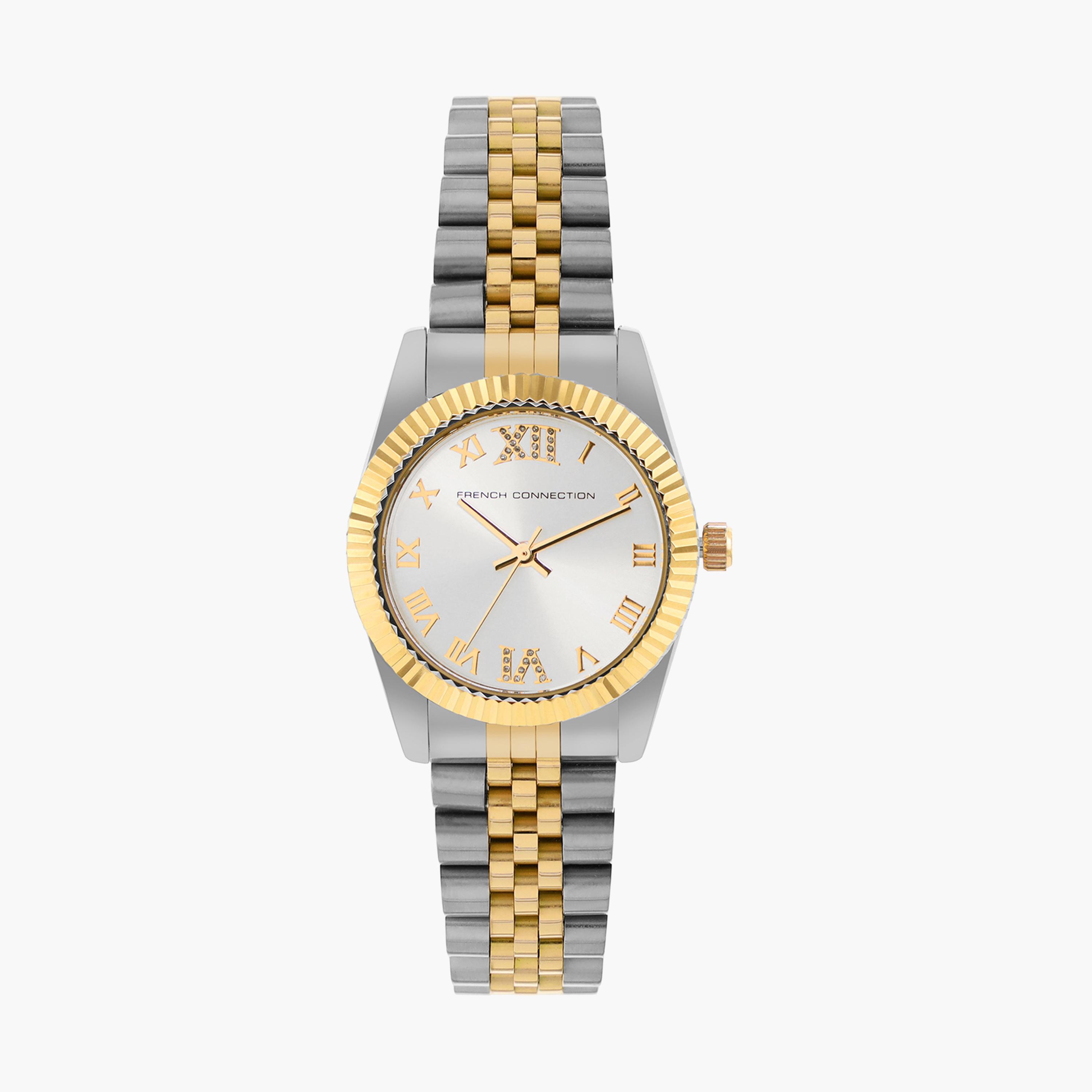 فرينش كونيكشن- ساعة نسائية تناظرية سوار ستانلس ستيل لون ثنائي  34 مم | FCN00077E-women-watchesandjewellery-watches-image-1