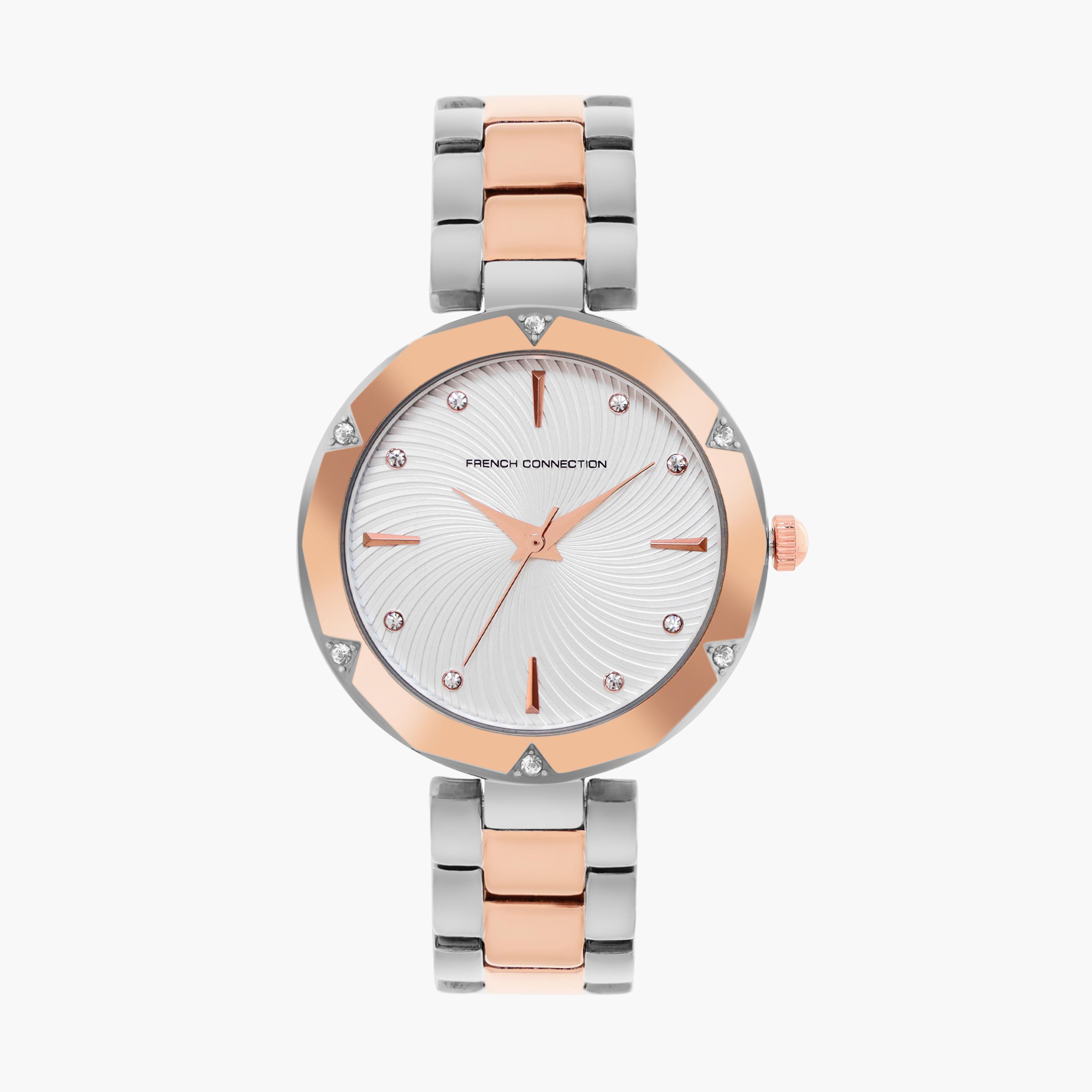 فرينش كونيكشن- ساعة نسائية تناظرية سوار ستانلس ستيل لون ثنائي  33 مم | FCN00083D-women-watchesandjewellery-watches-image-1