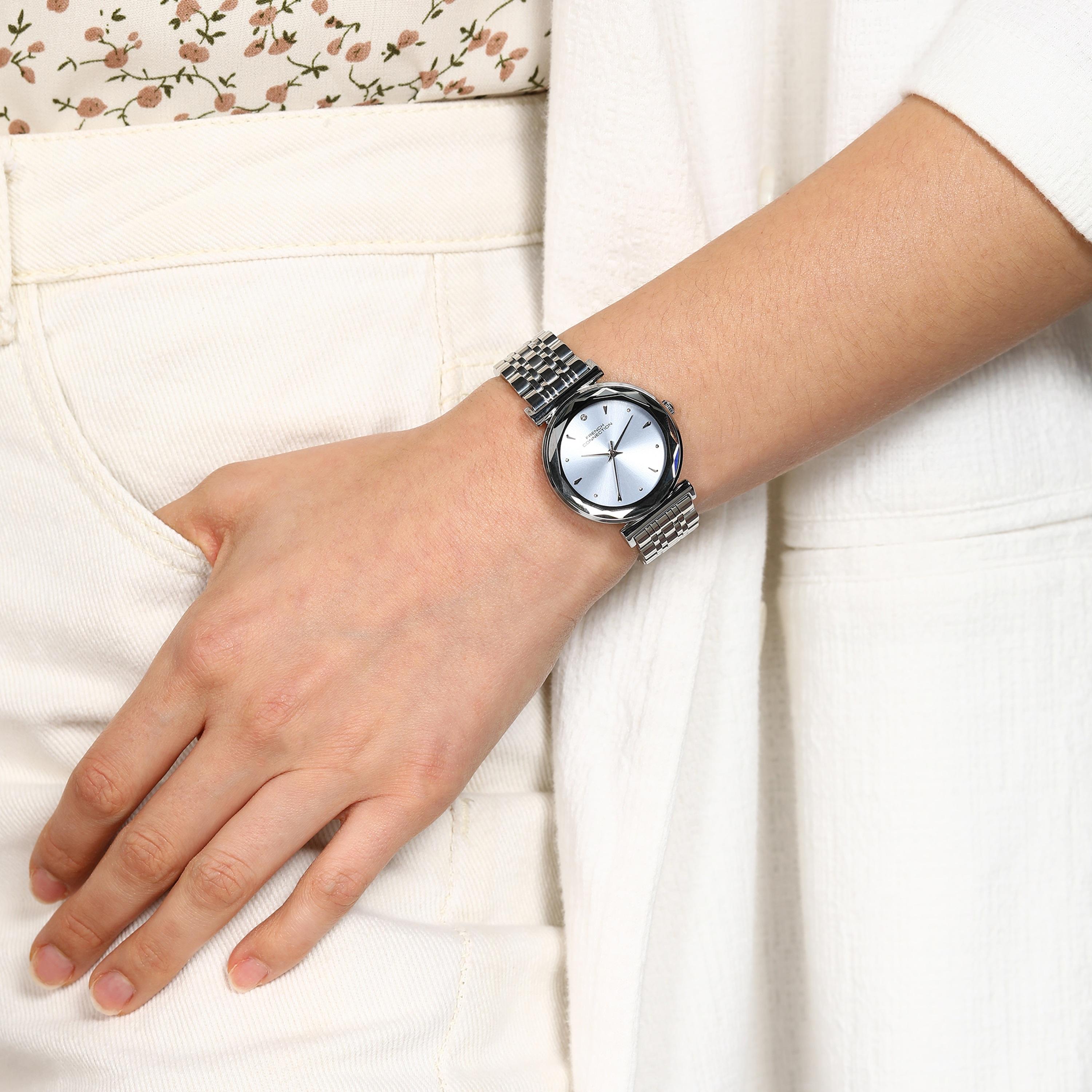 فرينش كونيكشن- ساعة نسائية تناظرية سوار ستانلس ستيل لون فضي  32 مم | FCN00086D-women-watchesandjewellery-watches-image-6
