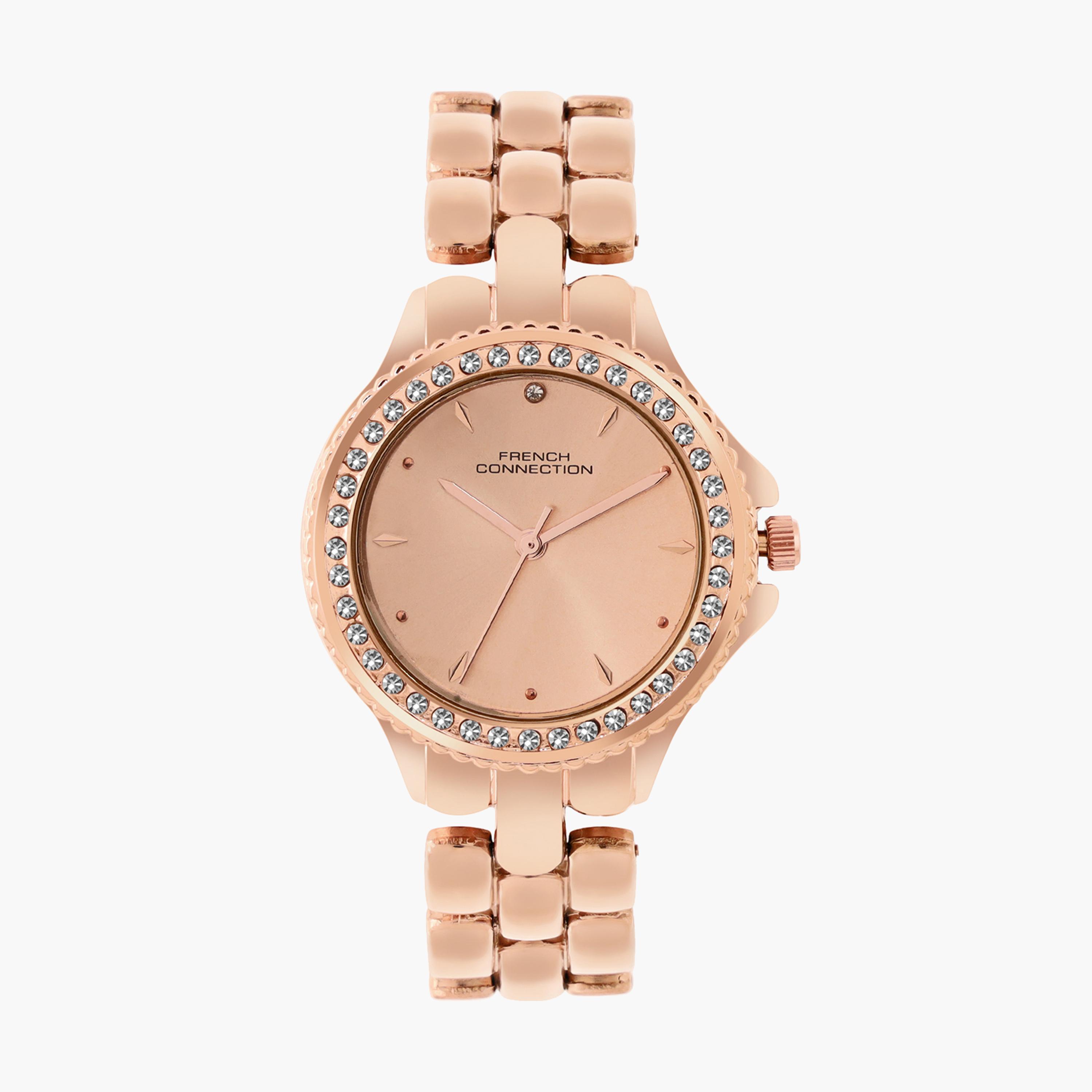فرينش كونيكشن- ساعة نسائية تناظرية سوار ستانلس ستيل لون ذهبي  35 مم | FCN03A-women-watchesandjewellery-watches-image-1