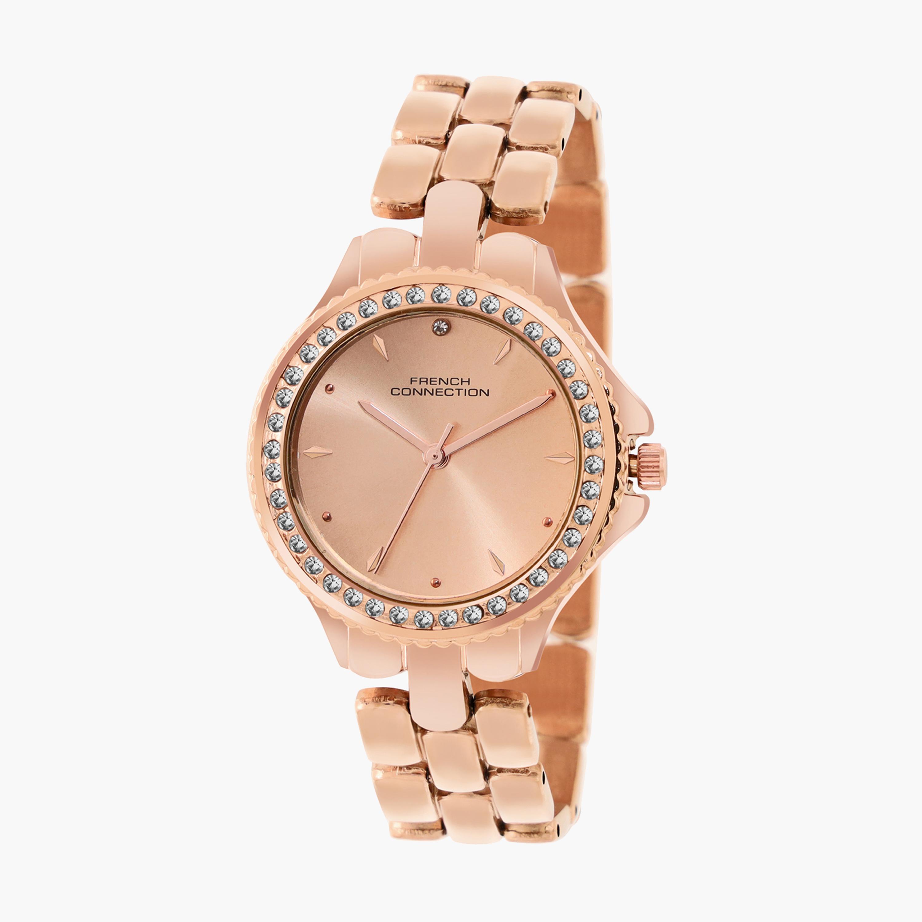فرينش كونيكشن- ساعة نسائية تناظرية سوار ستانلس ستيل لون ذهبي  35 مم | FCN03A-women-watchesandjewellery-watches-image-2
