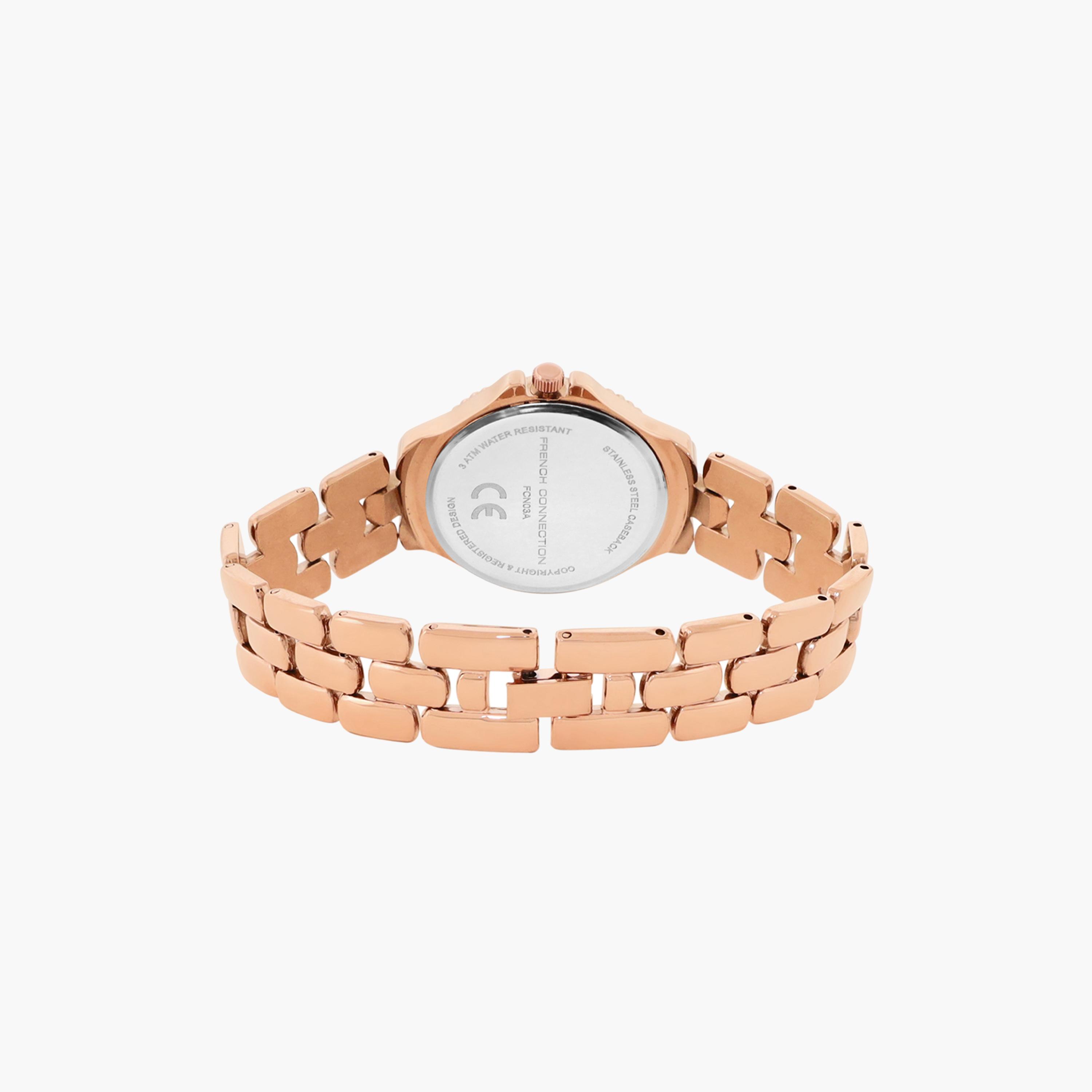 فرينش كونيكشن- ساعة نسائية تناظرية سوار ستانلس ستيل لون ذهبي  35 مم | FCN03A-women-watchesandjewellery-watches-image-3