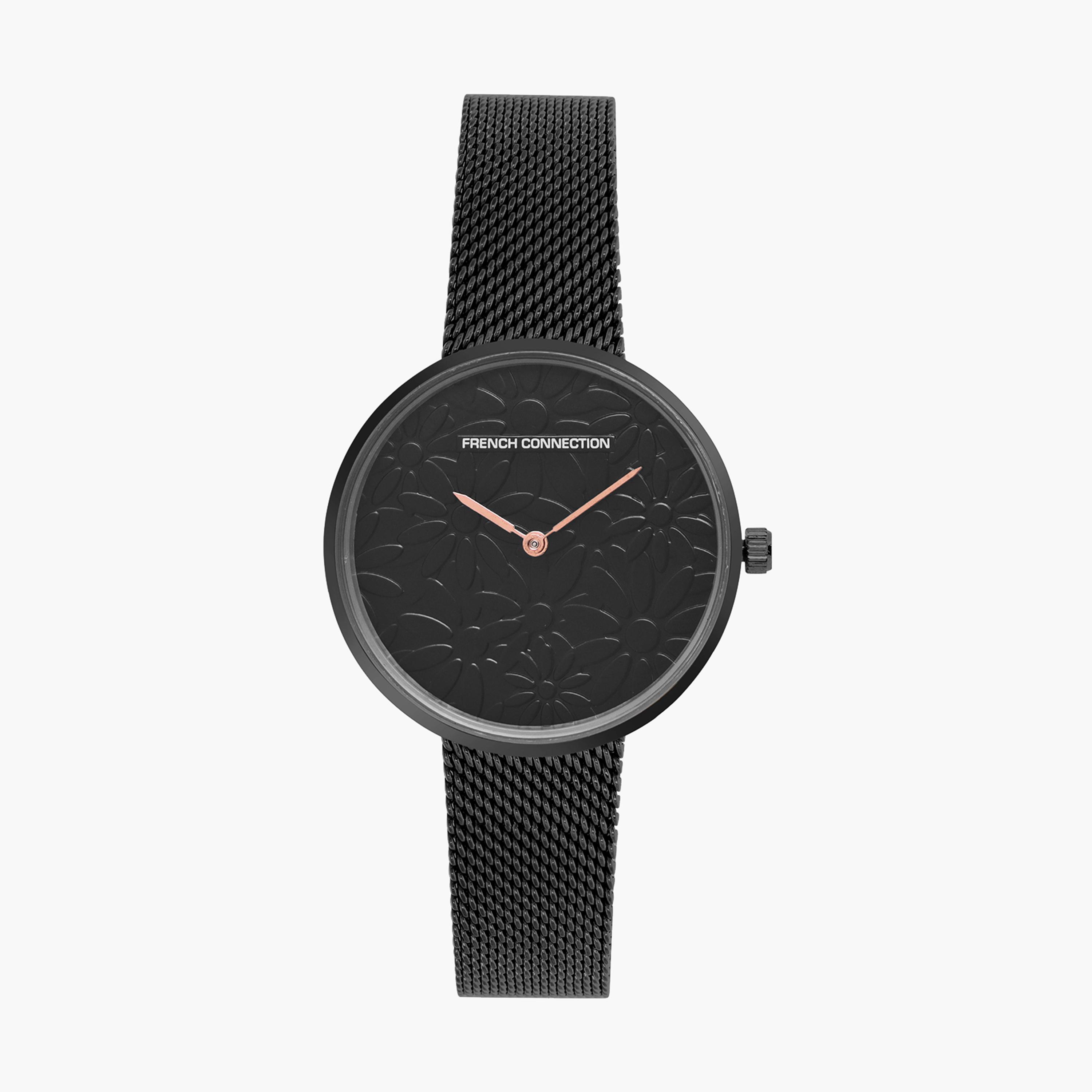 فرينش كونيكشن- ساعة نسائية تناظرية سوار ستانلس ستيل لون أسود  35 مم | FCN00024A-women-watchesandjewellery-watches-image-1