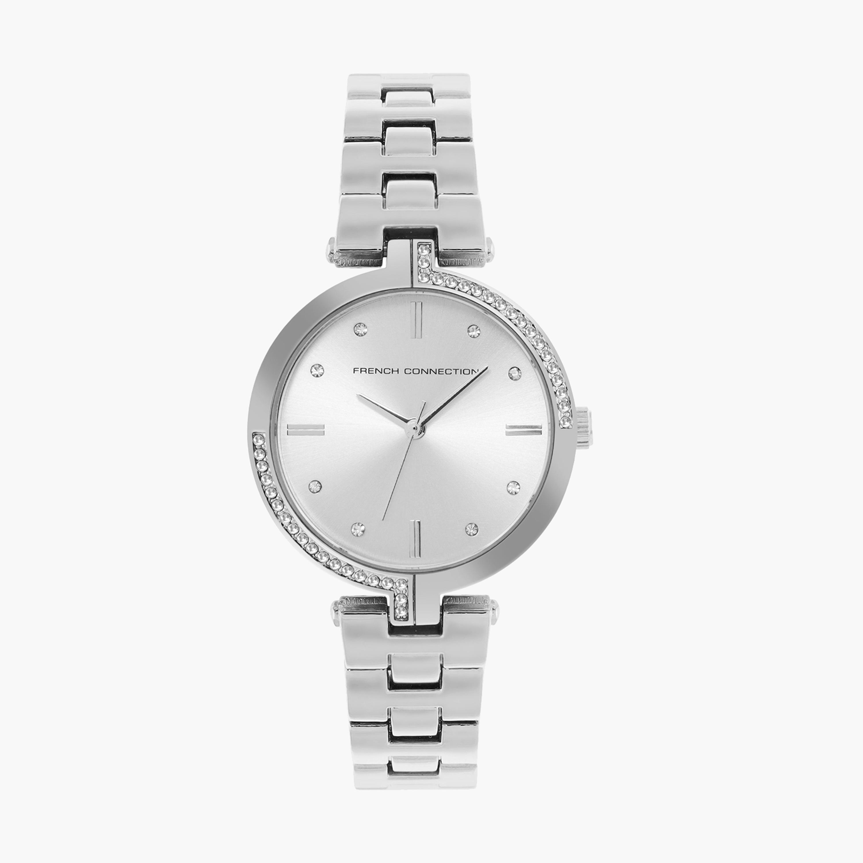 فرينش كونيكشن- ساعة نسائية تناظرية سوار ستانلس ستيل لون فضي  34 مم | FCW04SM-women-watchesandjewellery-watches-image-1