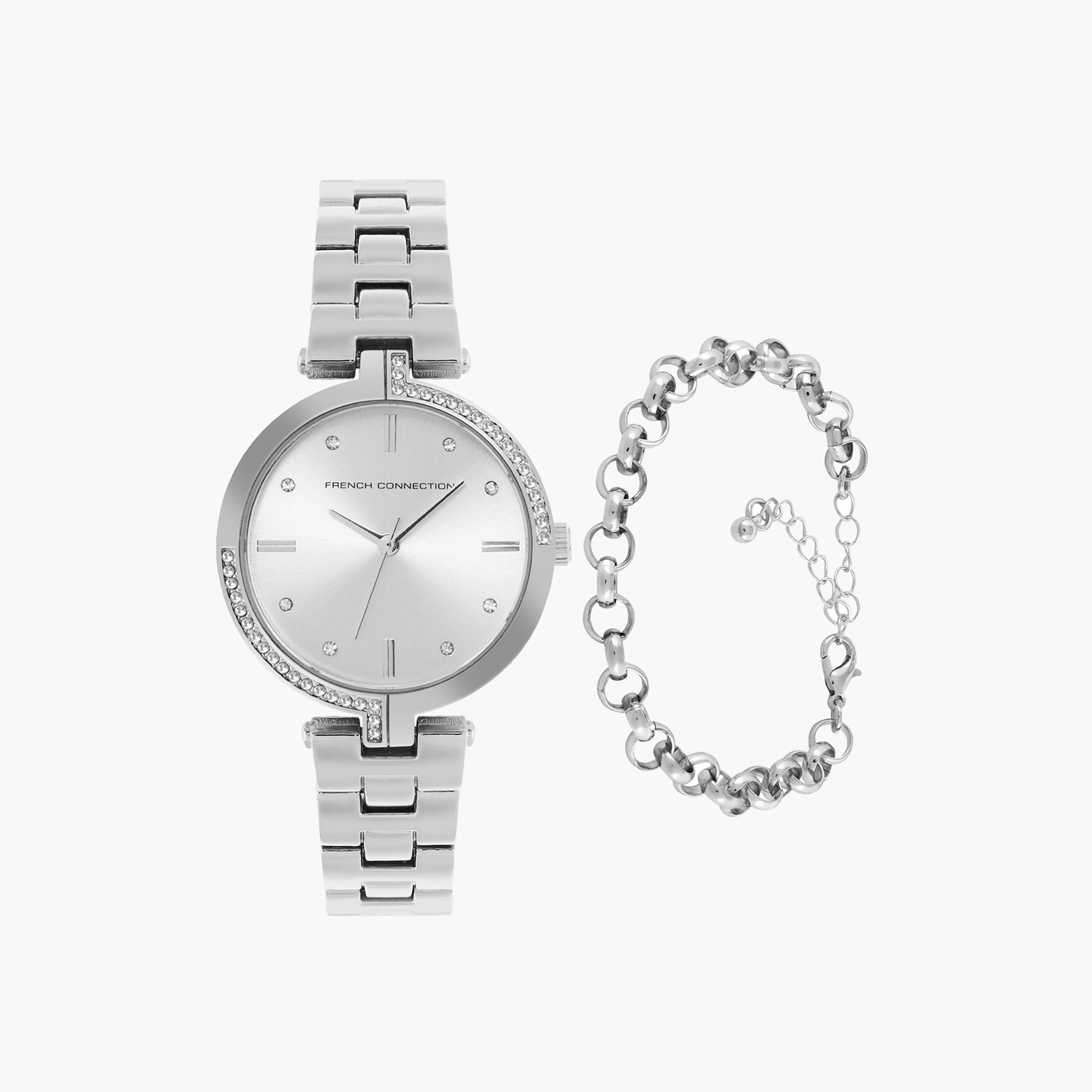 فرينش كونيكشن- ساعة نسائية تناظرية سوار ستانلس ستيل لون فضي  34 مم | FCW04SM-women-watchesandjewellery-watches-image-4