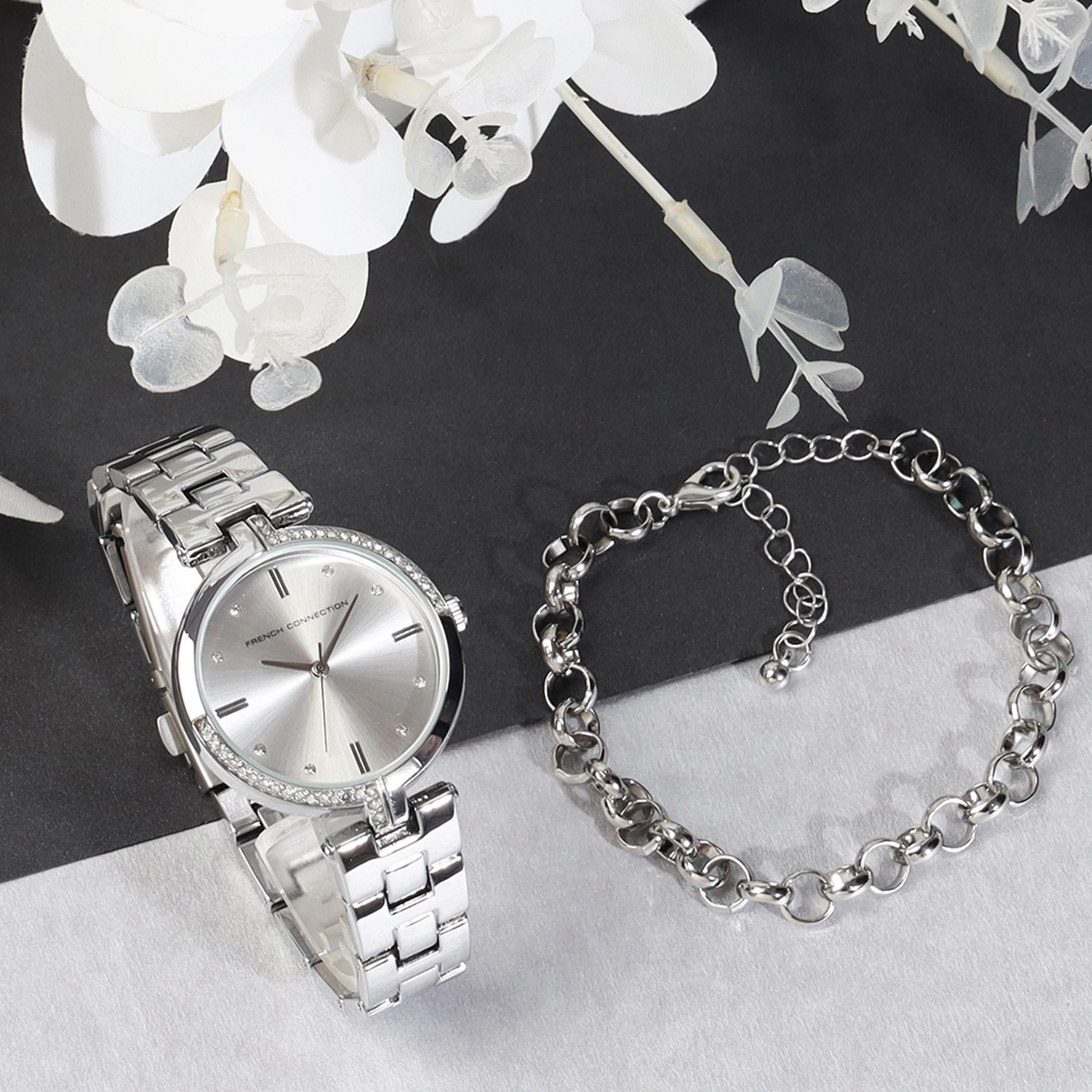 فرينش كونيكشن- ساعة نسائية تناظرية سوار ستانلس ستيل لون فضي  34 مم | FCW04SM-women-watchesandjewellery-watches-image-6