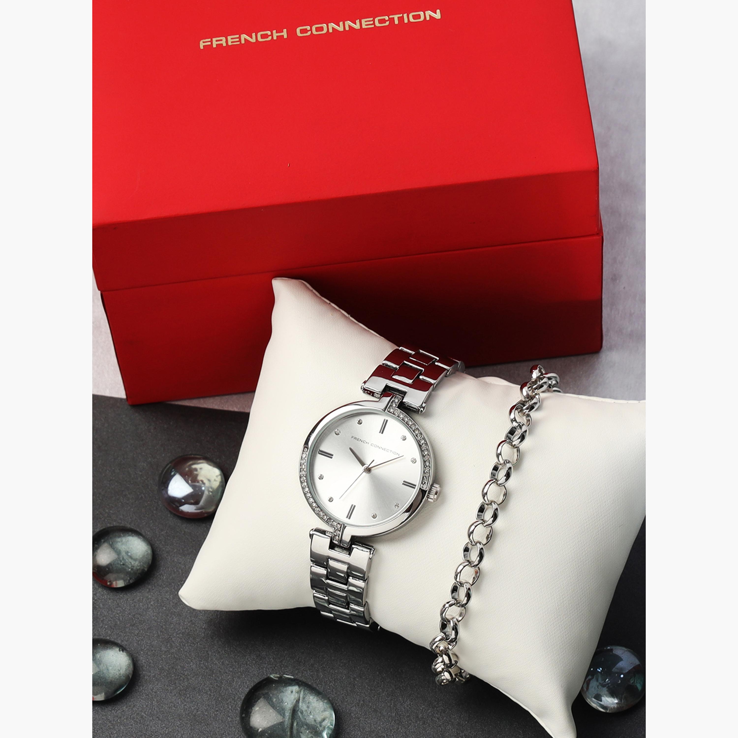 فرينش كونيكشن- ساعة نسائية تناظرية سوار ستانلس ستيل لون فضي  34 مم | FCW04SM-women-watchesandjewellery-watches-image-7