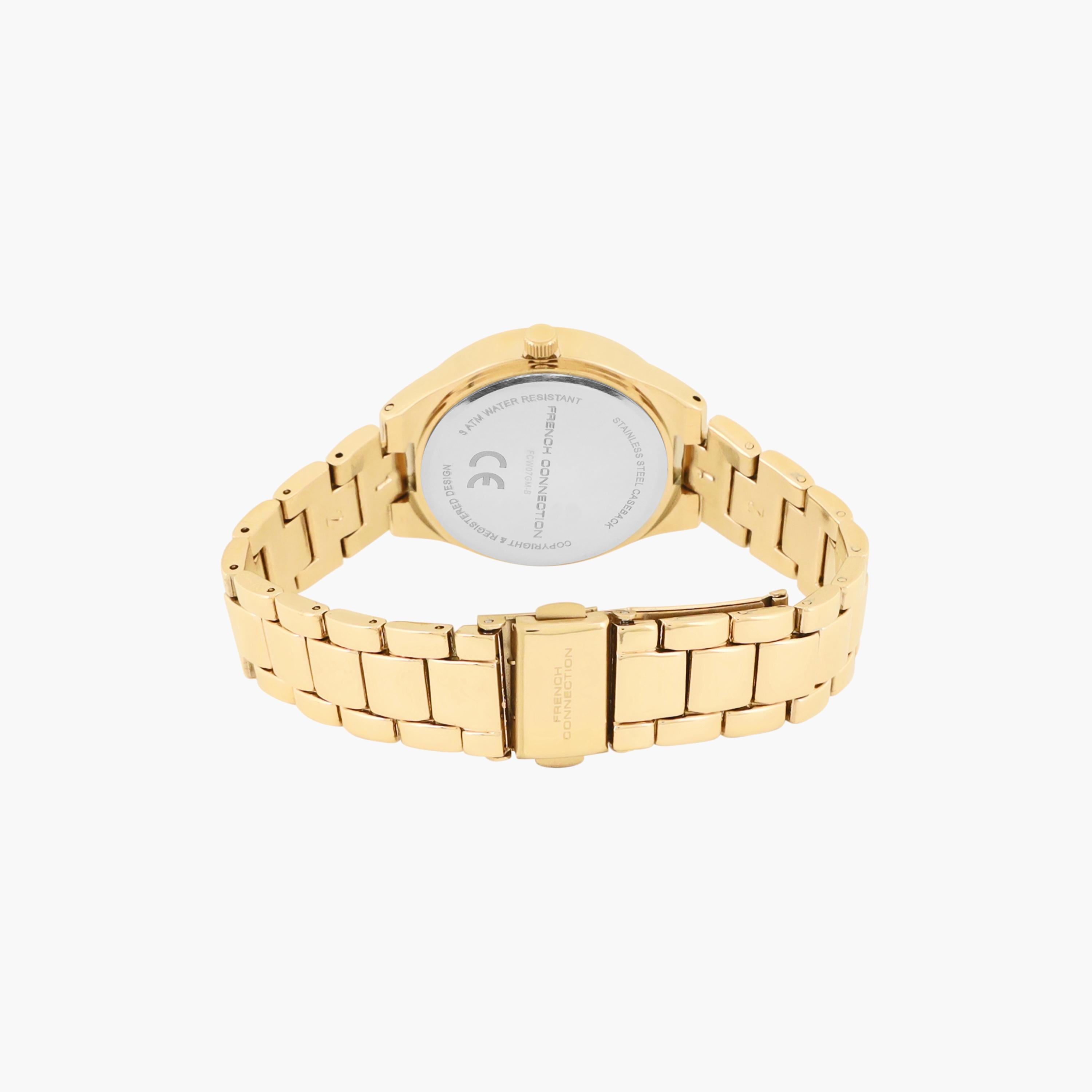 فرينش كونيكشن- ساعة نسائية تناظرية سوار ستانلس ستيل لون ذهبي  34 مم | FCW07GM-B-women-watchesandjewellery-watches-image-3