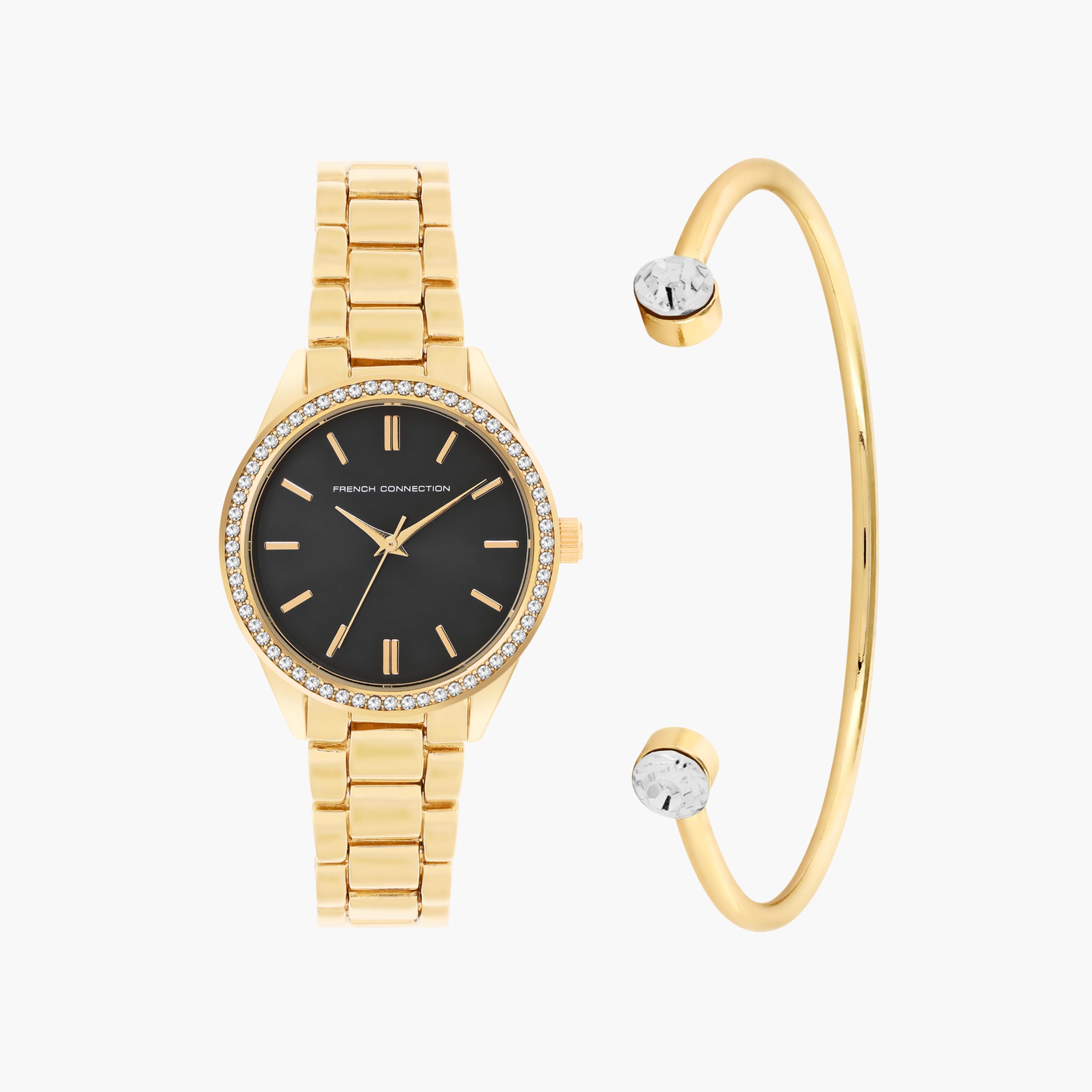 فرينش كونيكشن- ساعة نسائية تناظرية سوار ستانلس ستيل لون ذهبي  34 مم | FCW07GM-B-women-watchesandjewellery-watches-image-5