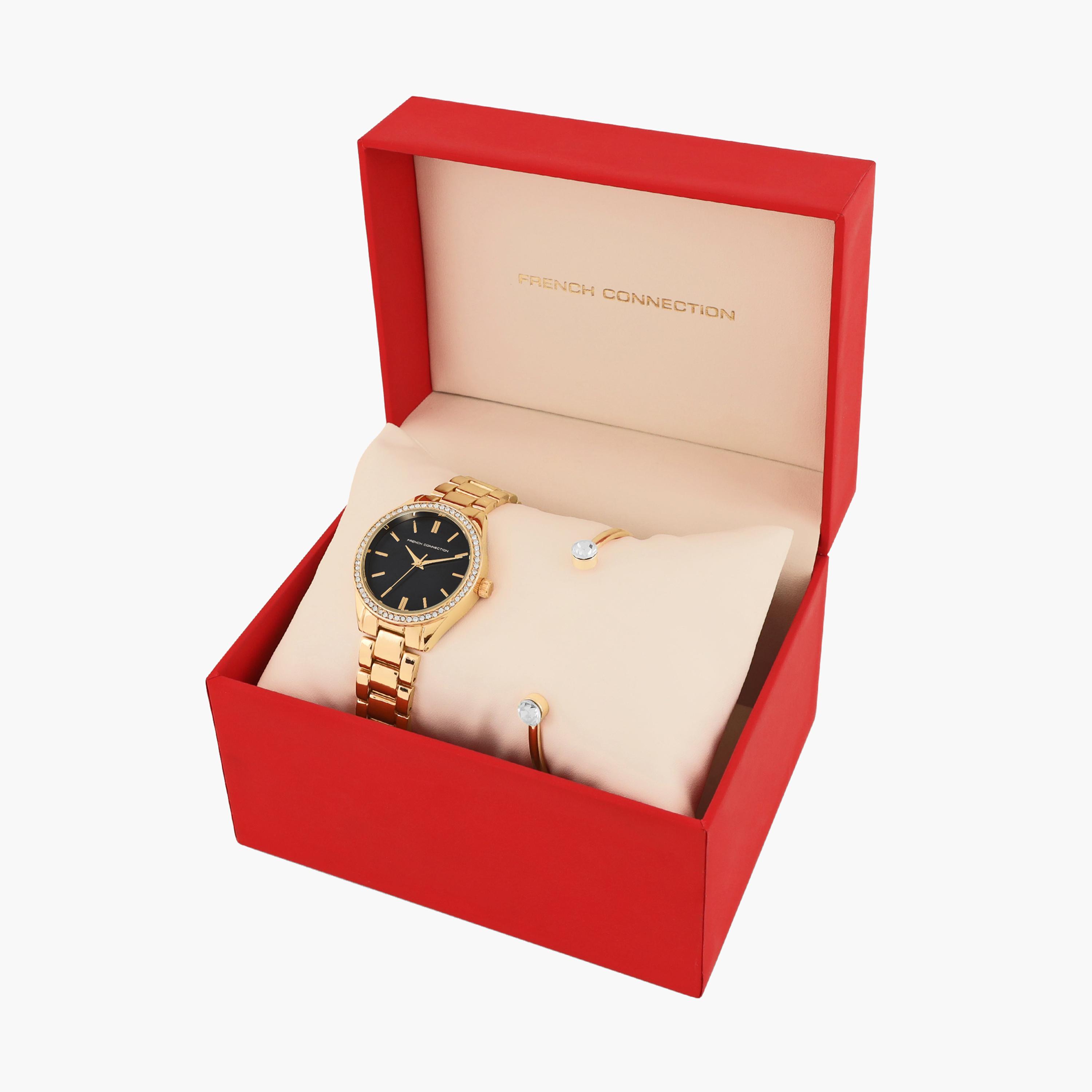 فرينش كونيكشن- ساعة نسائية تناظرية سوار ستانلس ستيل لون ذهبي  34 مم | FCW07GM-B-women-watchesandjewellery-watches-image-6
