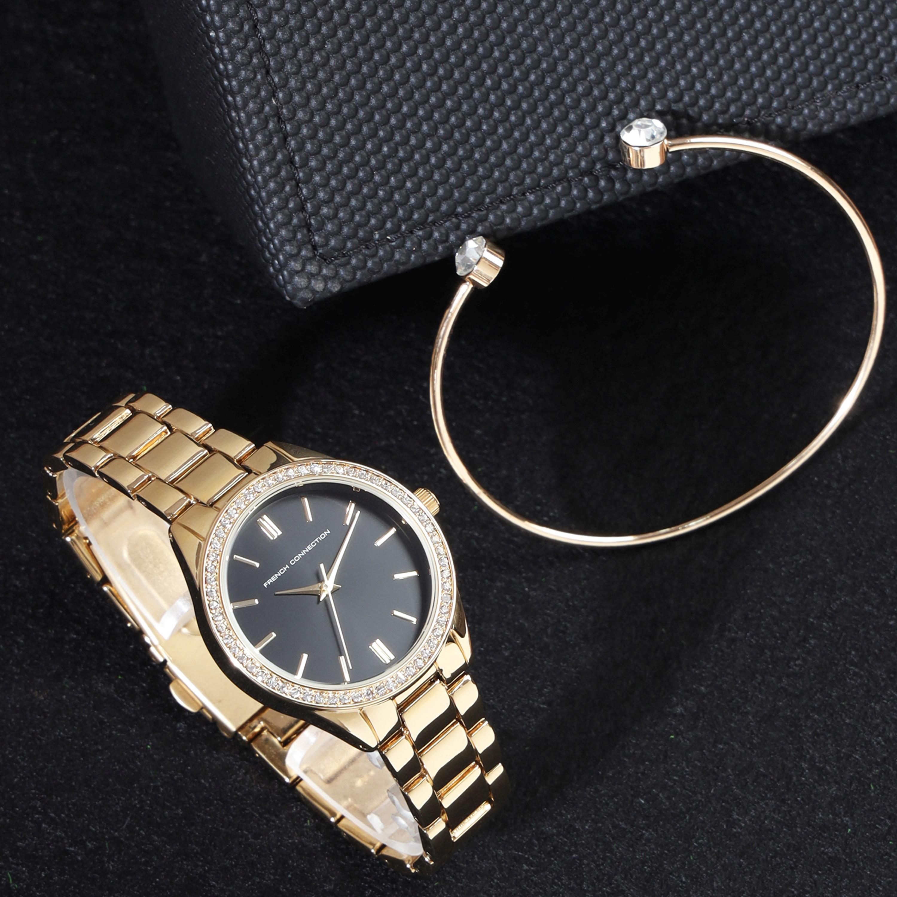 فرينش كونيكشن- ساعة نسائية تناظرية سوار ستانلس ستيل لون ذهبي  34 مم | FCW07GM-B-women-watchesandjewellery-watches-image-7
