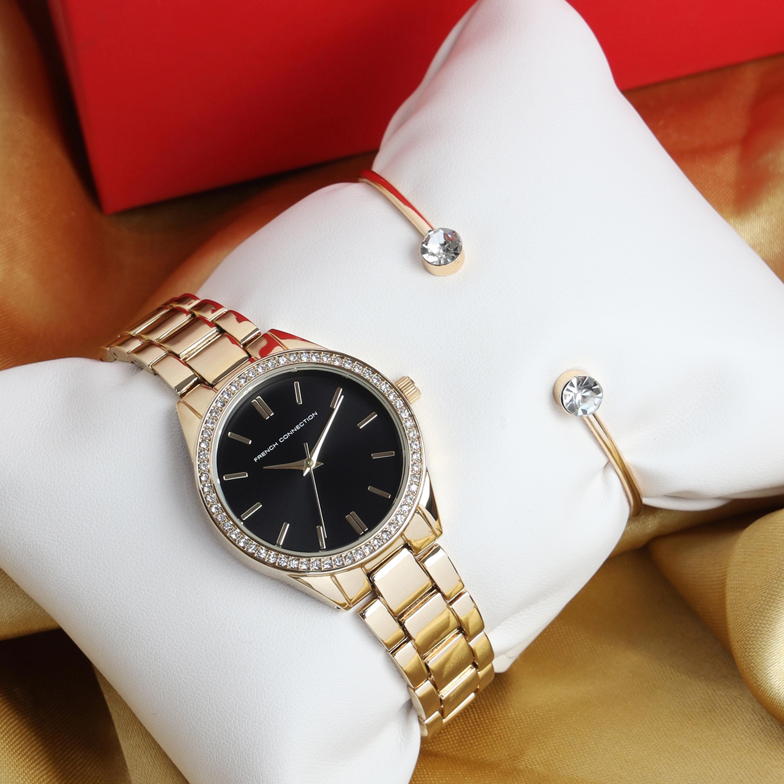 فرينش كونيكشن- ساعة نسائية تناظرية سوار ستانلس ستيل لون ذهبي  34 مم | FCW07GM-B-women-watchesandjewellery-watches-image-8