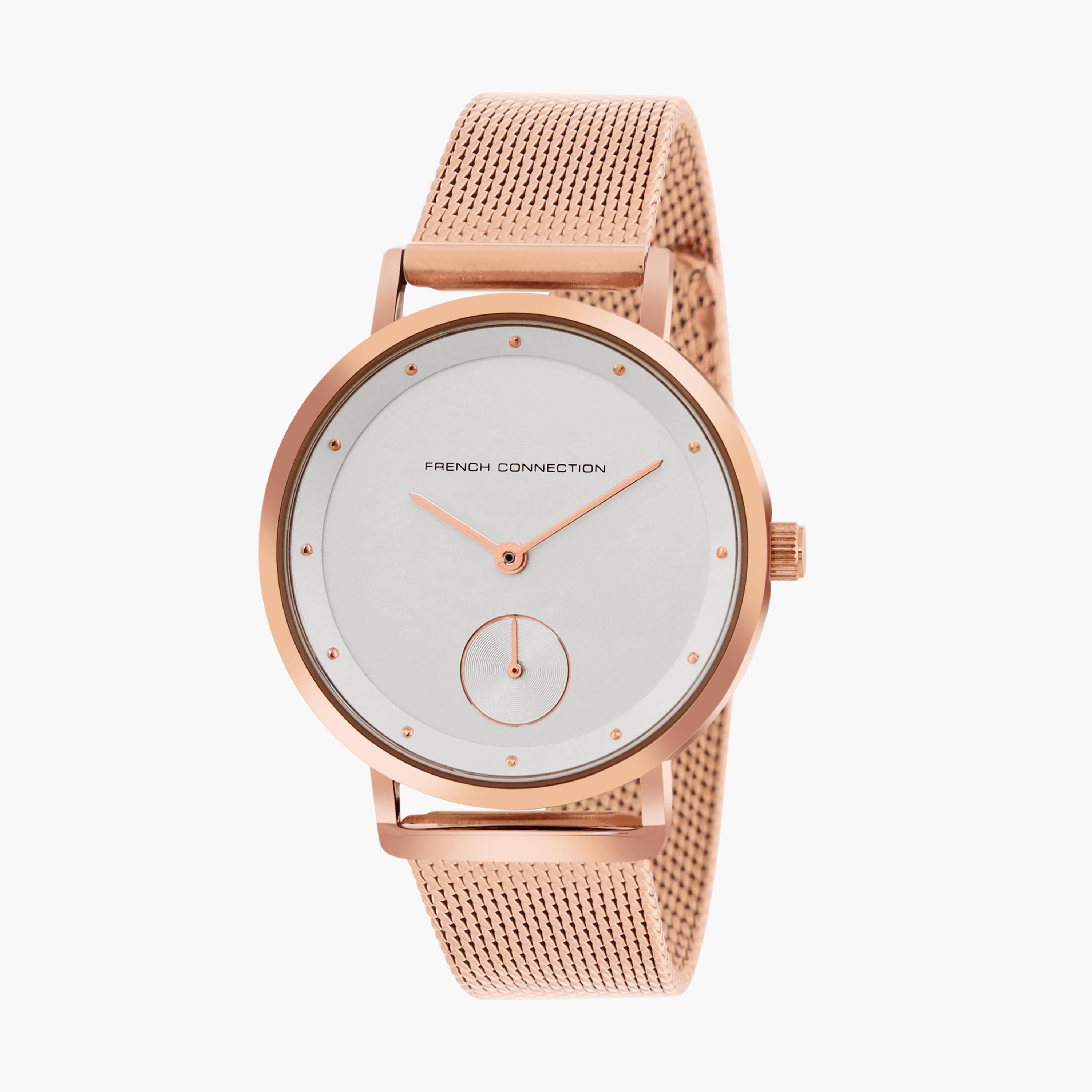 فرينش كونيكشن- ساعة نسائية تناظرية سوار ستانلس ستيل لون ذهبي  40 مم | FCW09RGM-women-watchesandjewellery-watches-image-2