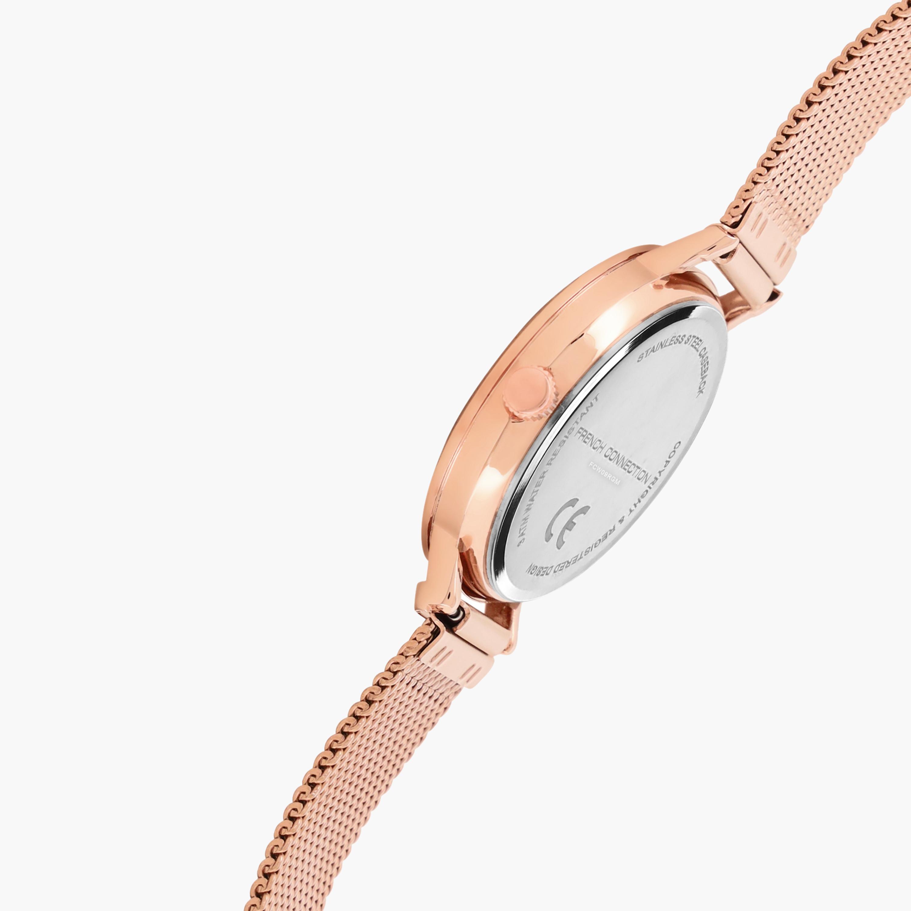 فرينش كونيكشن- ساعة نسائية تناظرية سوار ستانلس ستيل لون ذهبي  40 مم | FCW09RGM-women-watchesandjewellery-watches-image-4
