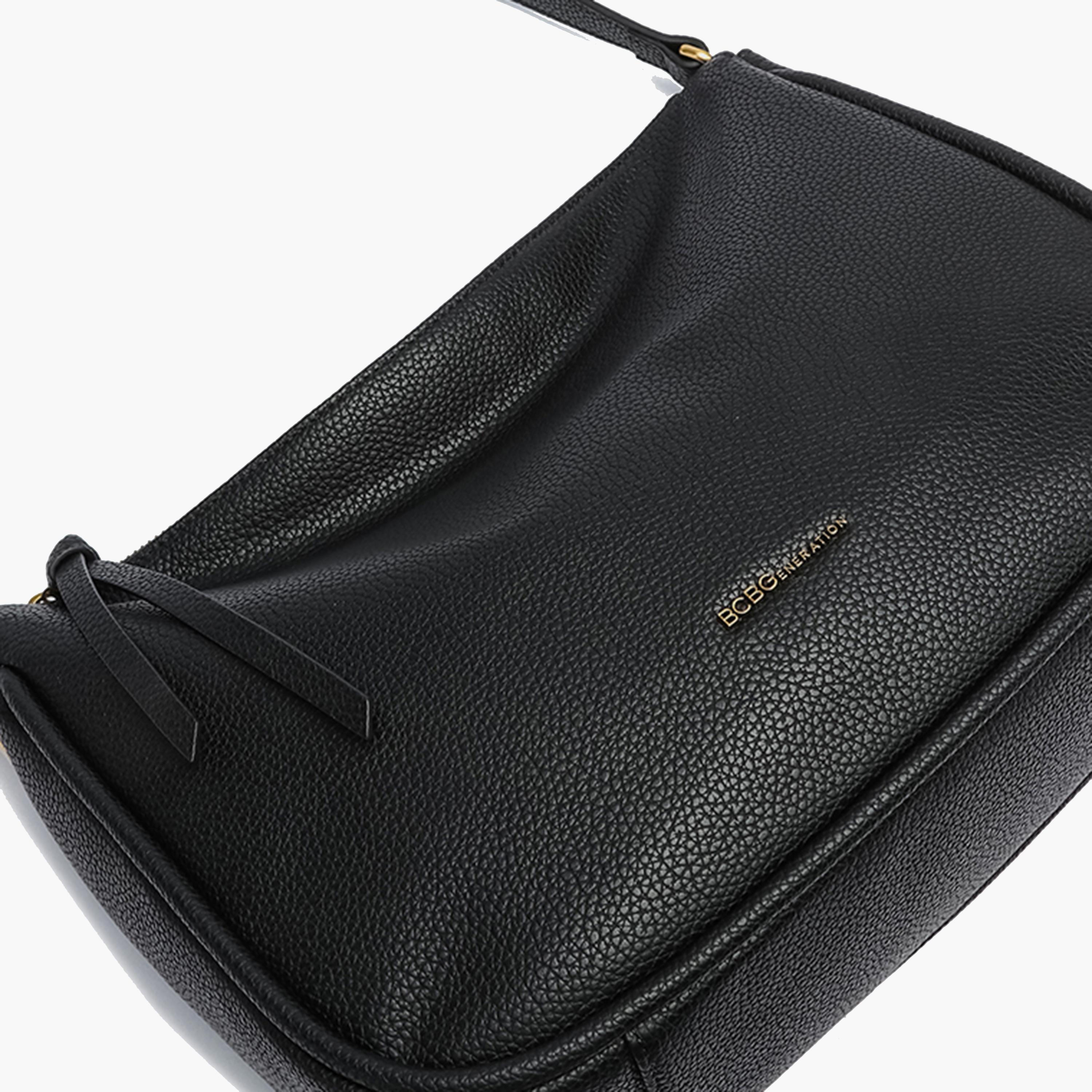 BCBG Textured Shoulder Bag with Zipper and Detachable Strap | 32 x 23.5 x 10.5 cm-women-bagsandwallets-handbags-image-4