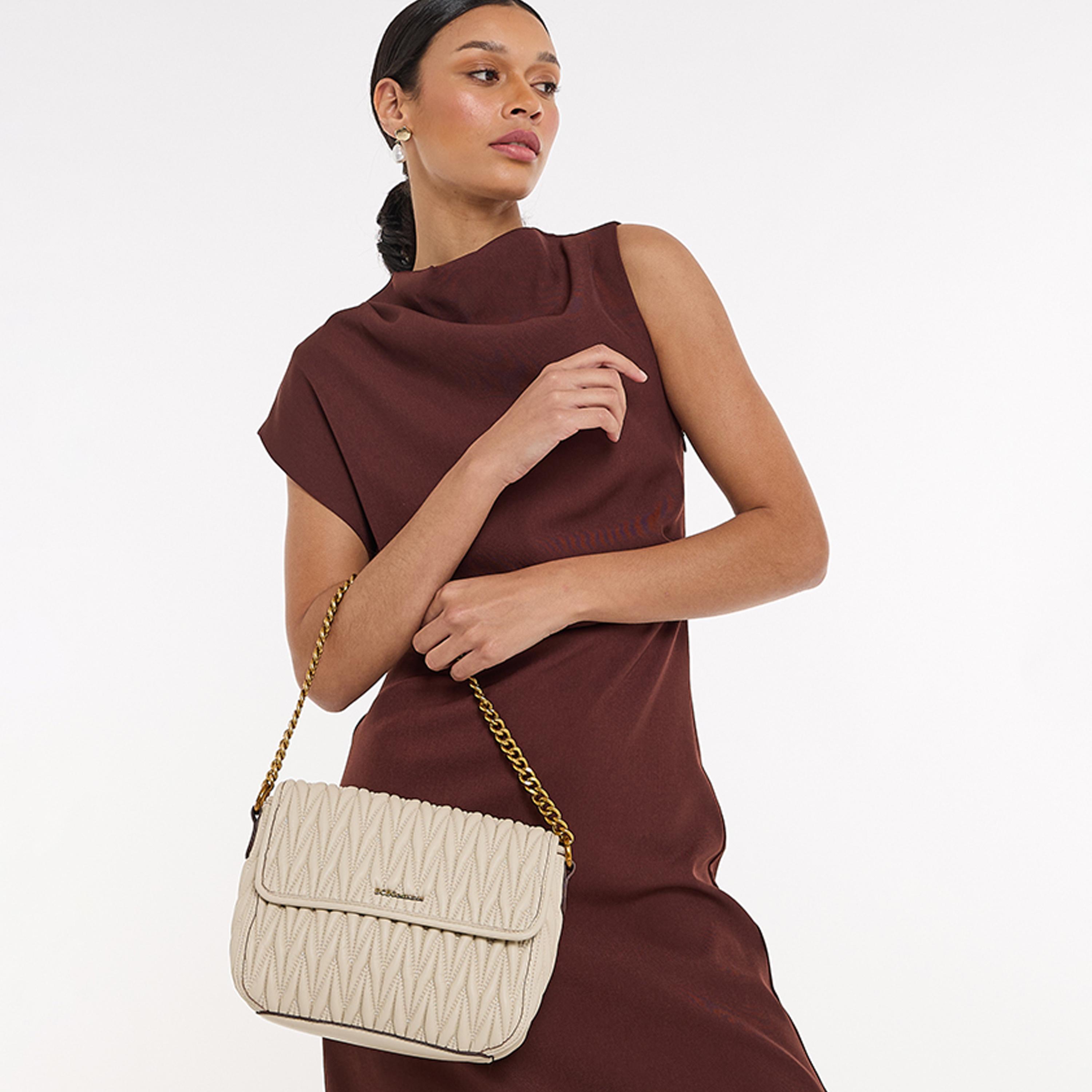 BCBG Quilted Shoulder Bag with Flap Closure and Chain Strap | 28 x 16 x 10 cm-women-bagsandwallets-handbags-image-2