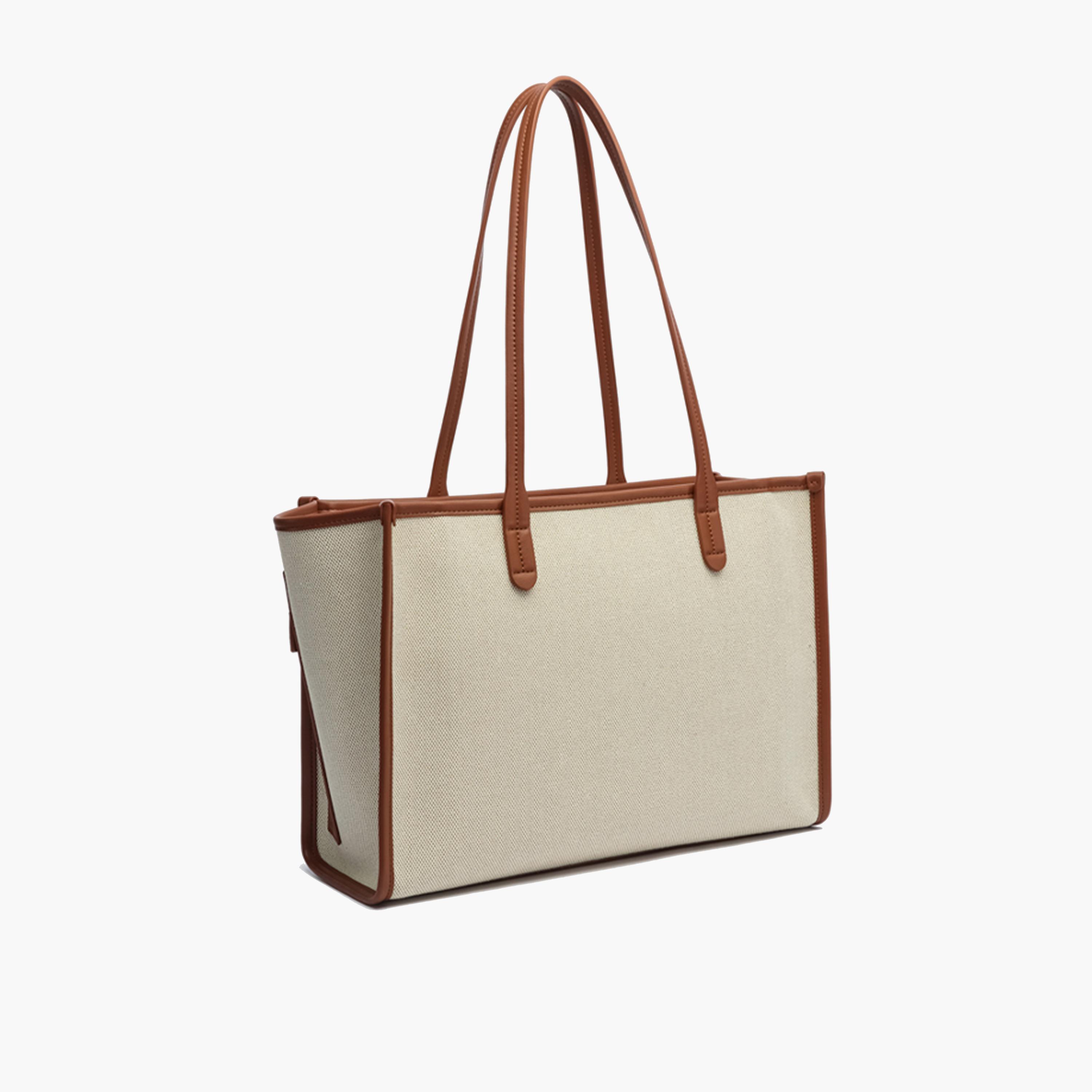 BCBG Textured Double-Handle Tote Bag with Zipper | 35.5 x 26 x 14 cm-women-bagsandwallets-handbags-image-2