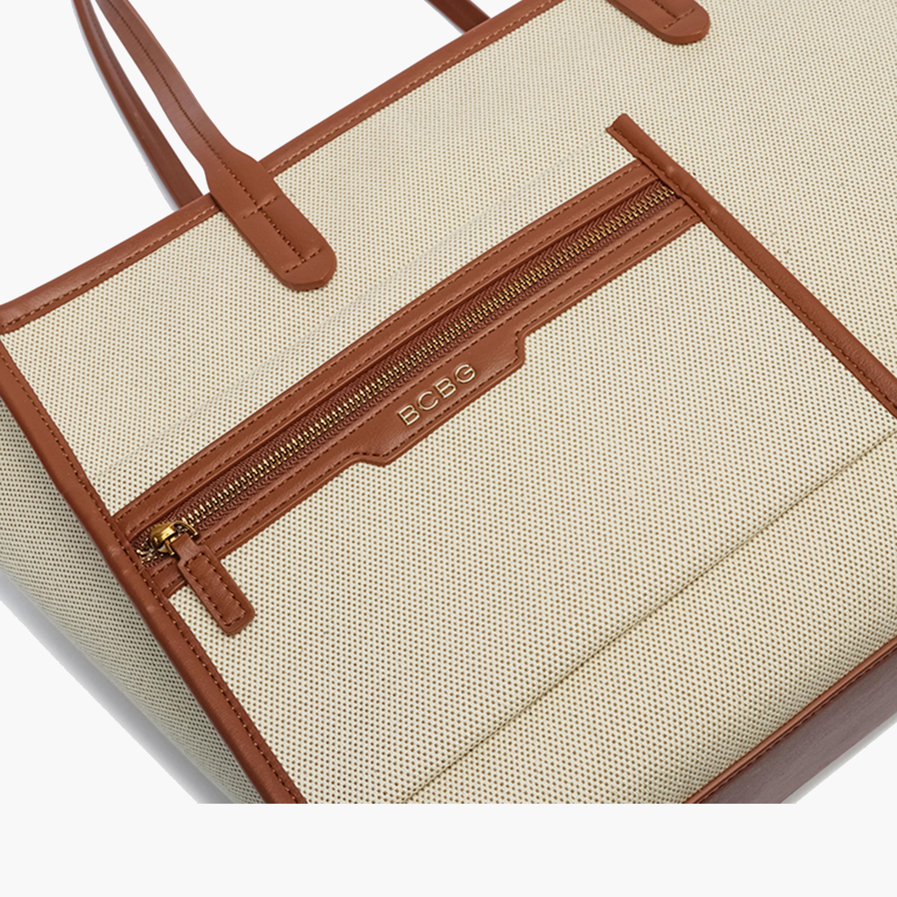 BCBG Textured Double-Handle Tote Bag with Zipper | 35.5 x 26 x 14 cm-women-bagsandwallets-handbags-image-4