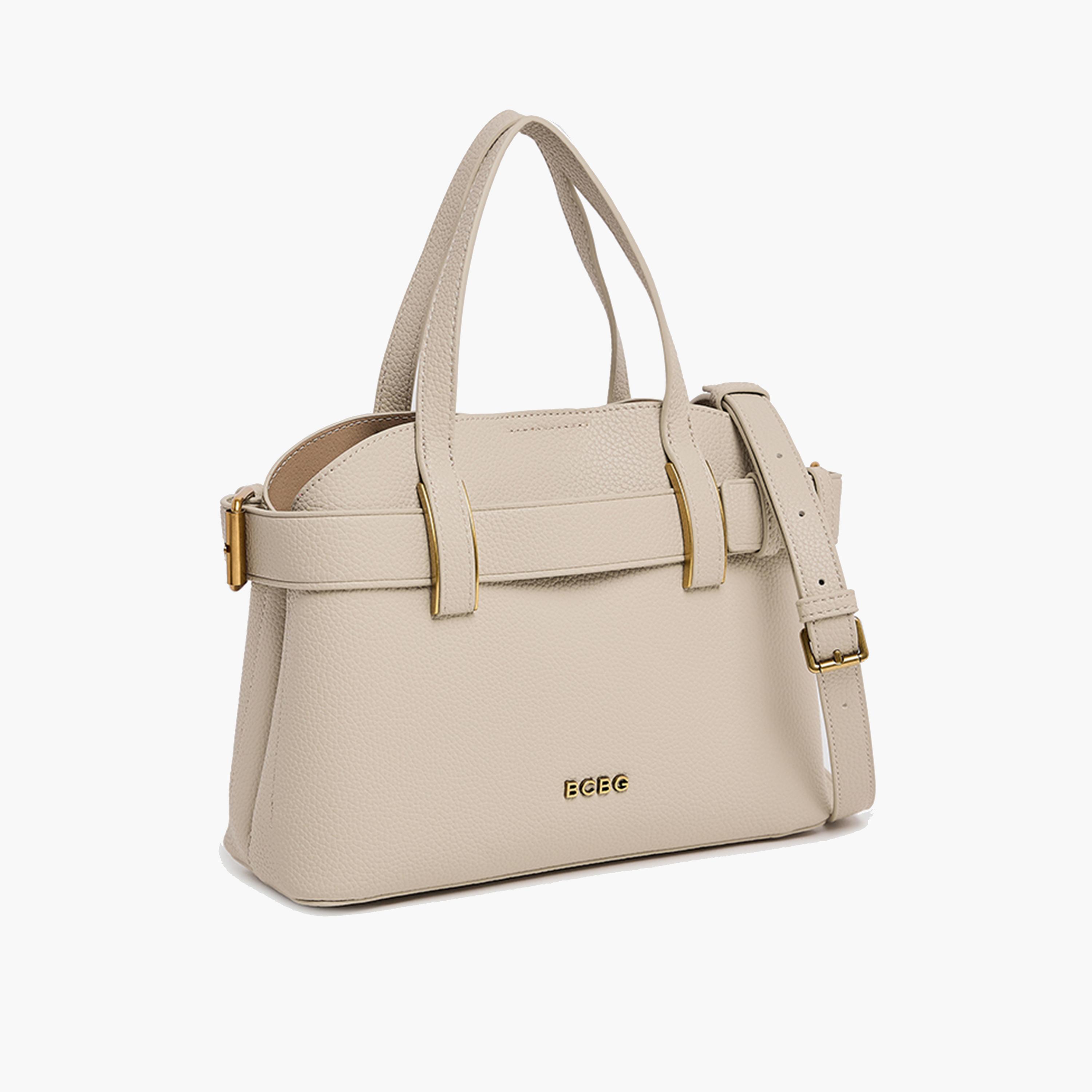 BCBG Textured Double-Handle Satchel Bag with Magnetic Closure and Detachable Strap | 28 x 20 x 10 cm-women-bagsandwallets-handbags-image-9