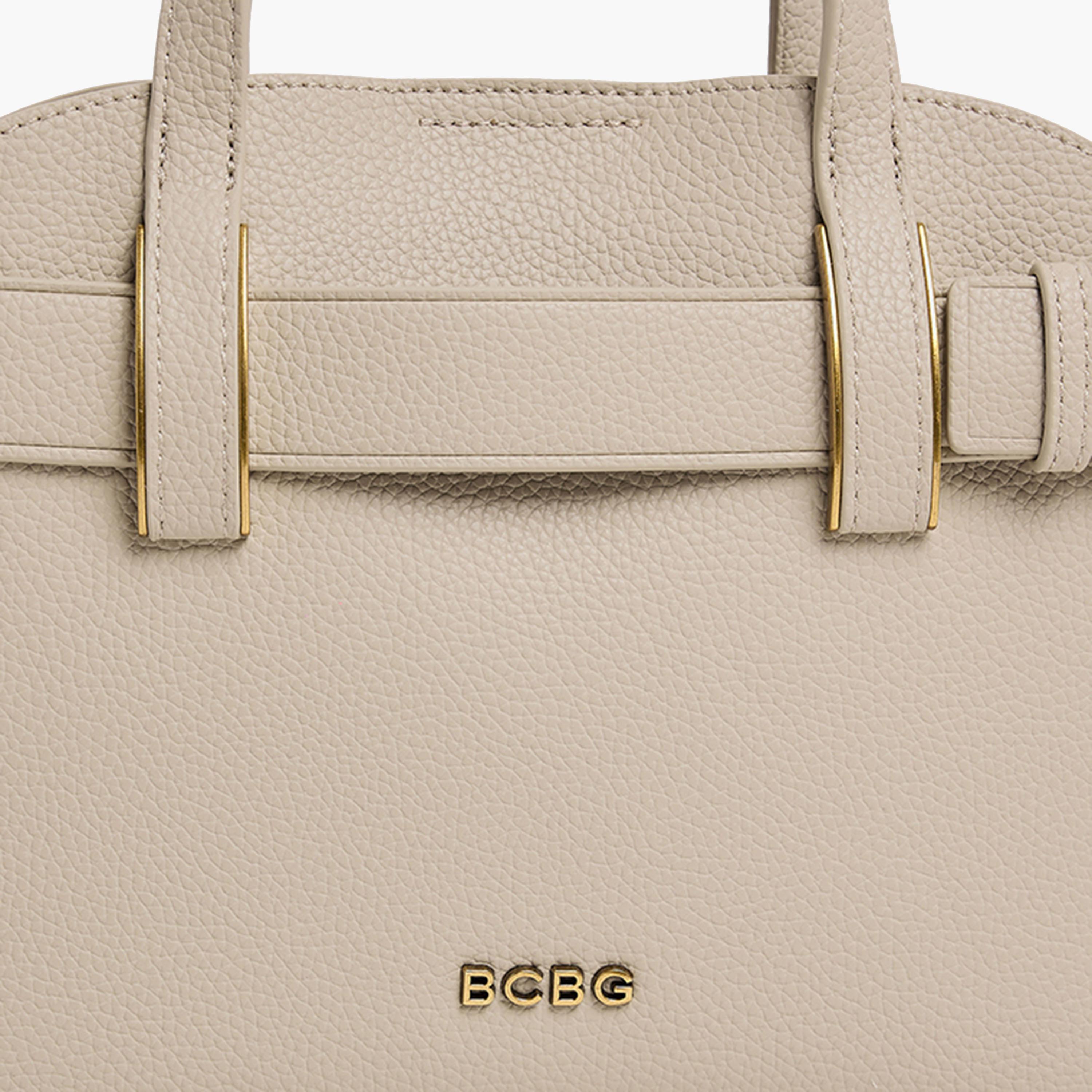 BCBG Textured Double-Handle Satchel Bag with Magnetic Closure and Detachable Strap | 28 x 20 x 10 cm-women-bagsandwallets-handbags-image-10